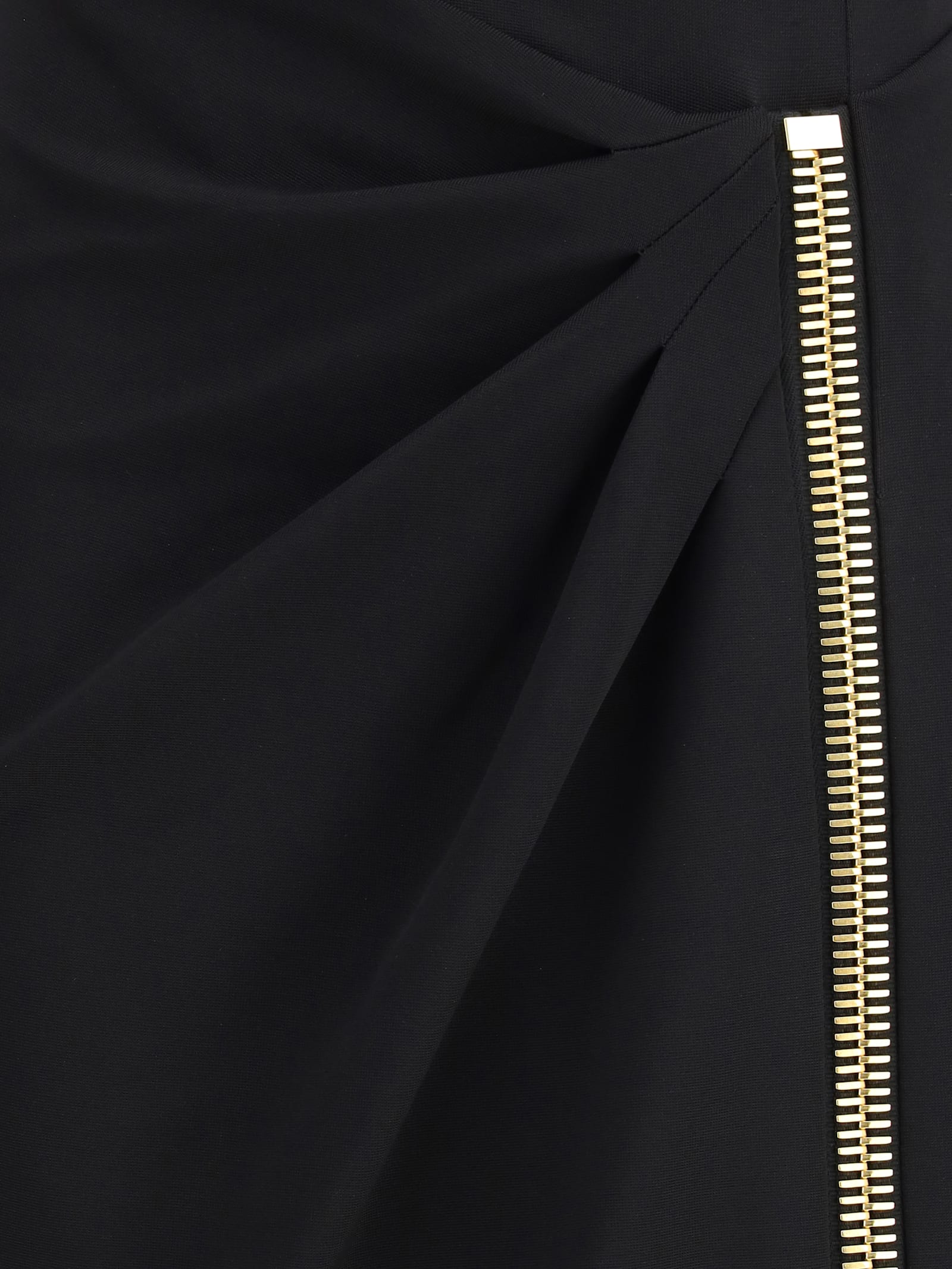 Balmain Zipped Compact Jersey Slit Long Dress Clothing In Black