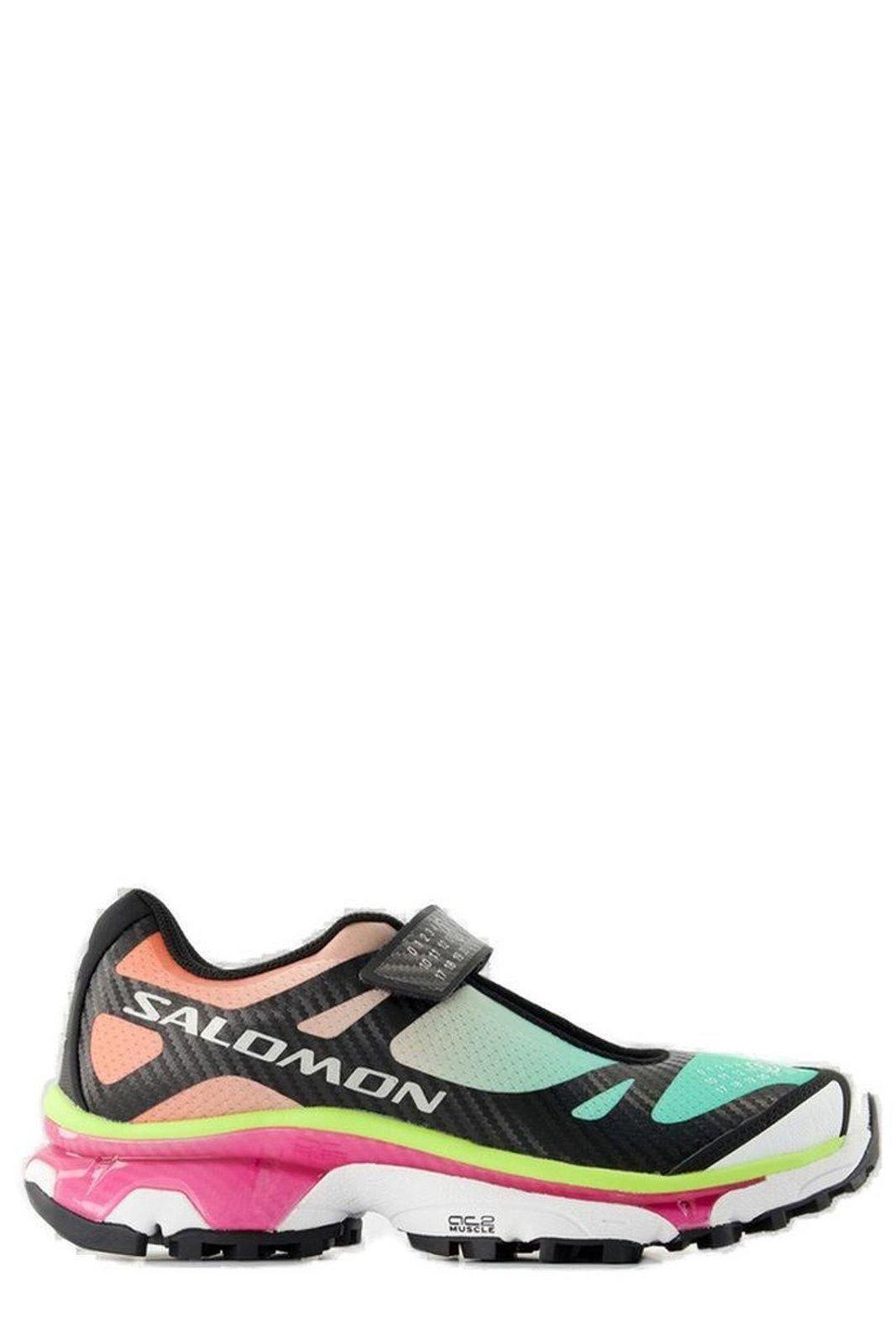 Shop Mm6 Maison Margiela X Salomon Logo Printed Touch-strap Sneakers In Ginger/electric Green/knockout Green