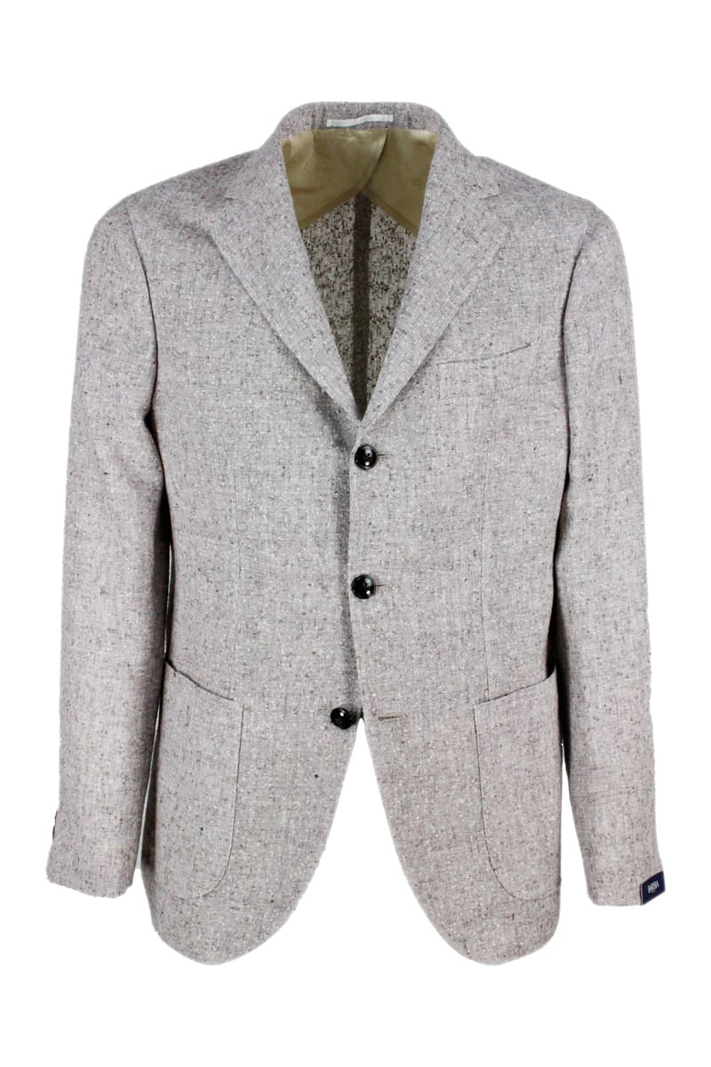Barba Napoli Light Jacket Model Lello With Three Buttons With Patch Pockets
