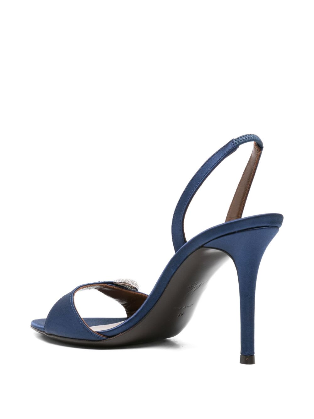 Giuseppe Zanotti Satin Heel Sandals Embellished Buckle In Blue