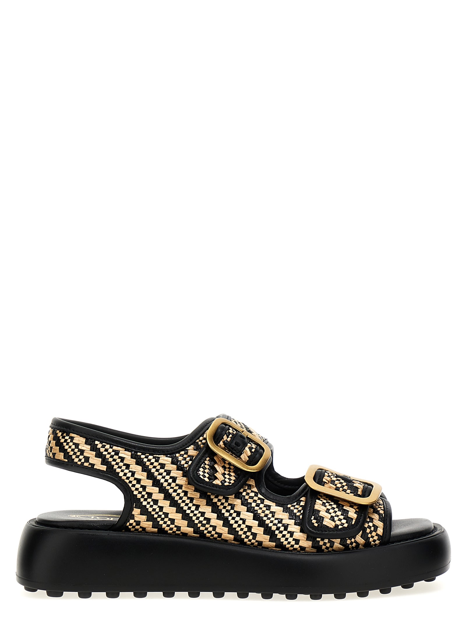 TOD'S DOUBLE BUCKLE SANDALS