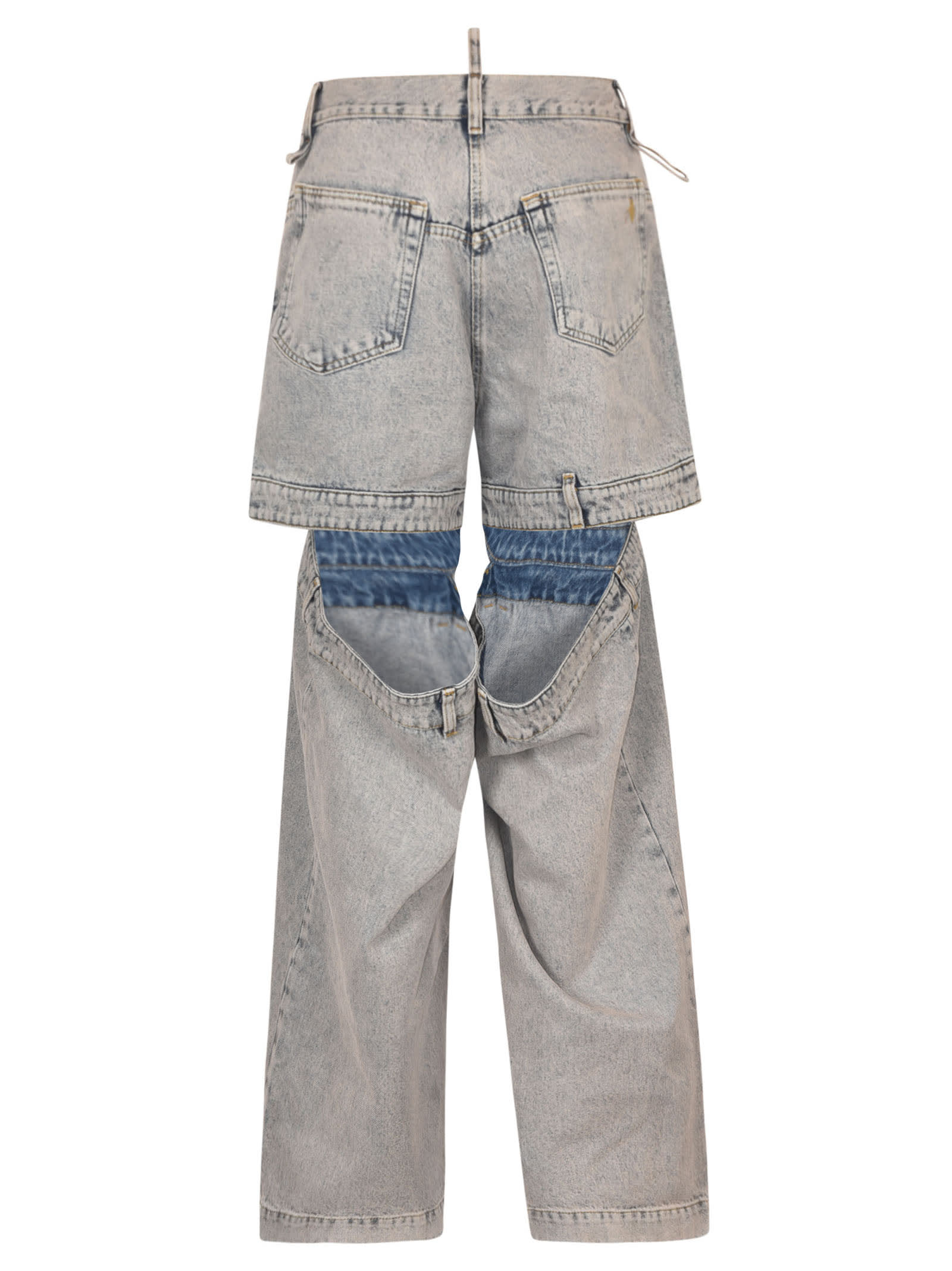 Shop Attico Denim Detachable Leg Jeans In Vintsge Blue