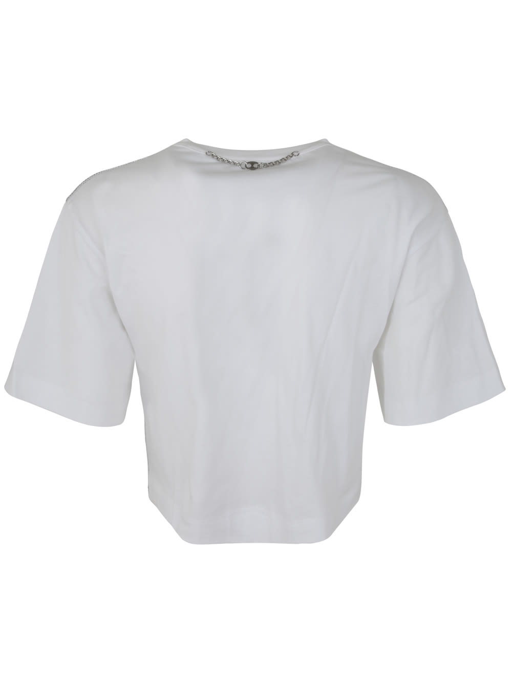Shop Rabanne Haut Crew Neck T-shirt In Silver White