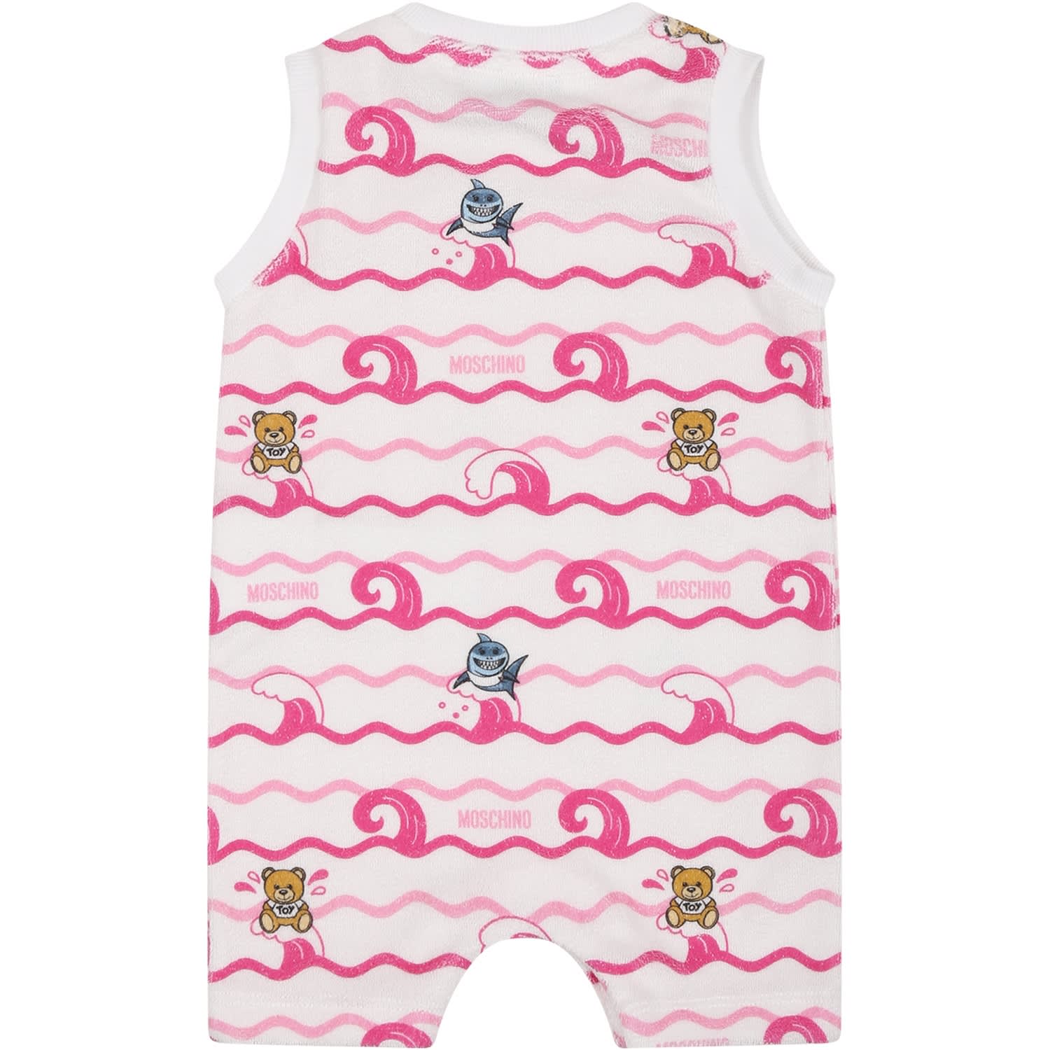 Moschino Pink Set For Baby Girl With Print And Teddy Bear In Pink