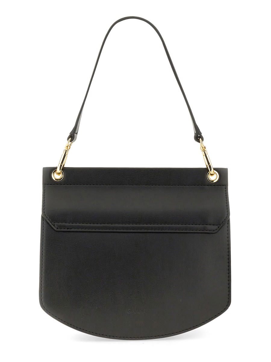 Ganni Small Shoulder Bag With Adjustable Strap And Gold-tone Hardware In Black