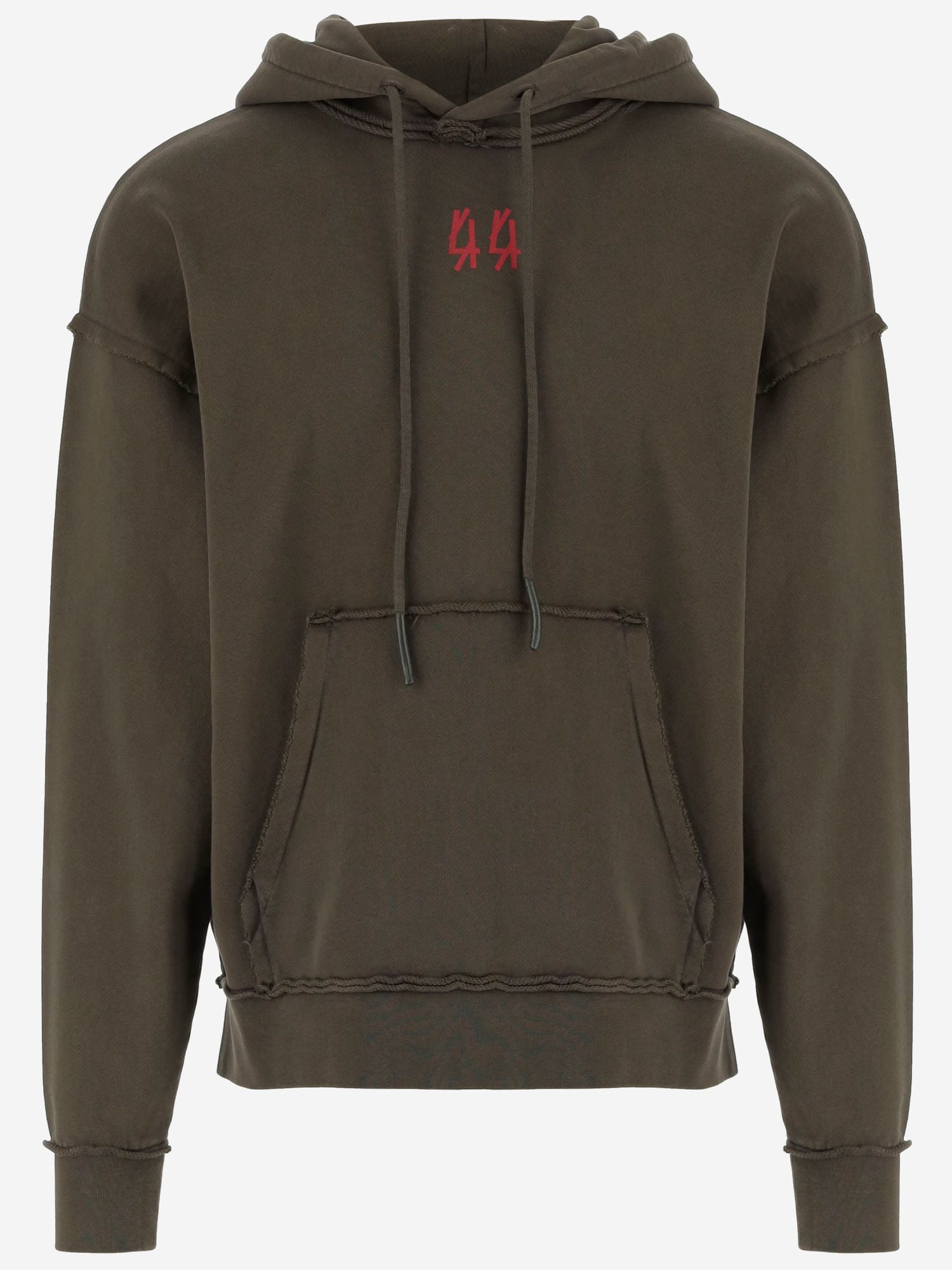 44 Label Group Logo-print Frayed-edge Hoodie In Green