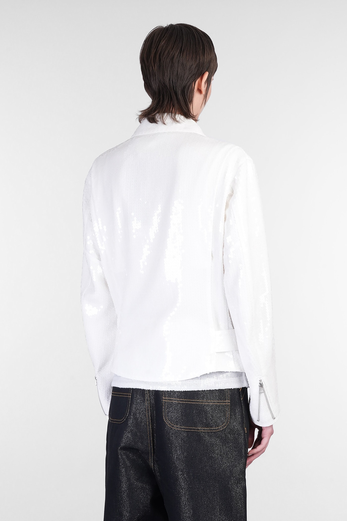 JUNYA WATANABE BIKER JACKET IN WHITE POLYESTER
