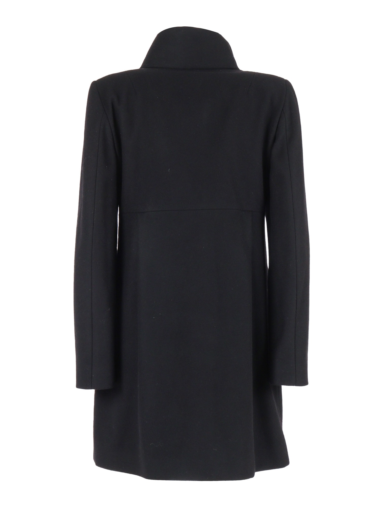 Fay Romantic Coat In Melange Wool Cloth In Black
