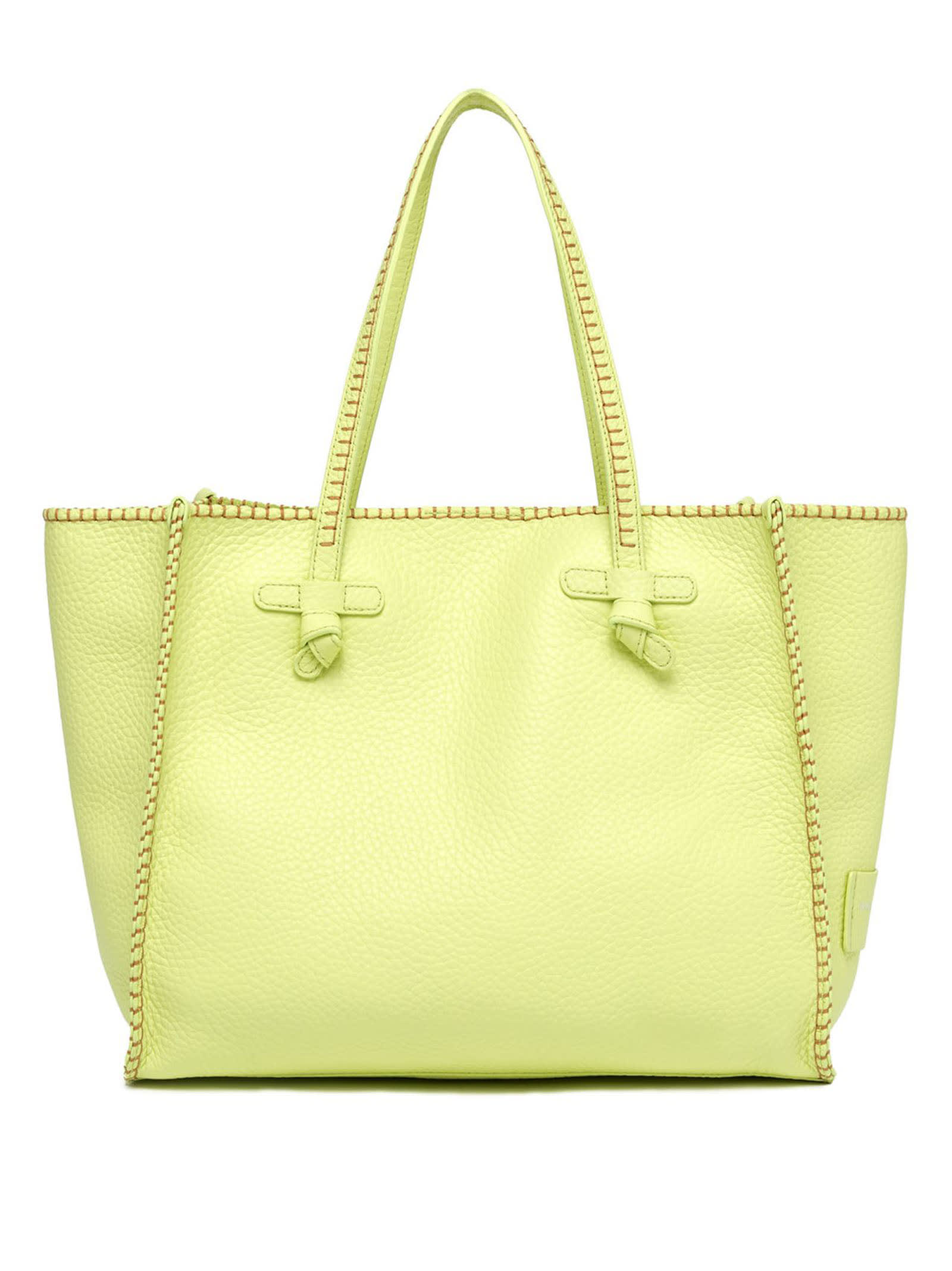 Shop Gianni Chiarini Yellow Soft Leather Shopping Bag