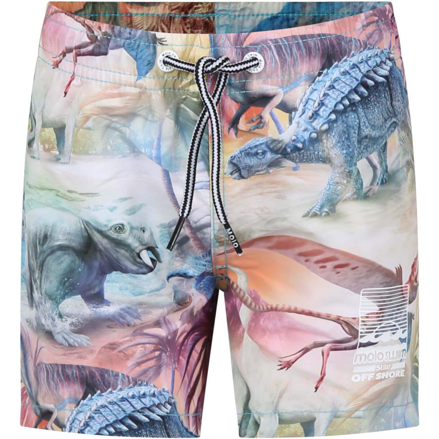 Molo Kids' Multicolor Swim Shorts For Boy With Dinosaur Print