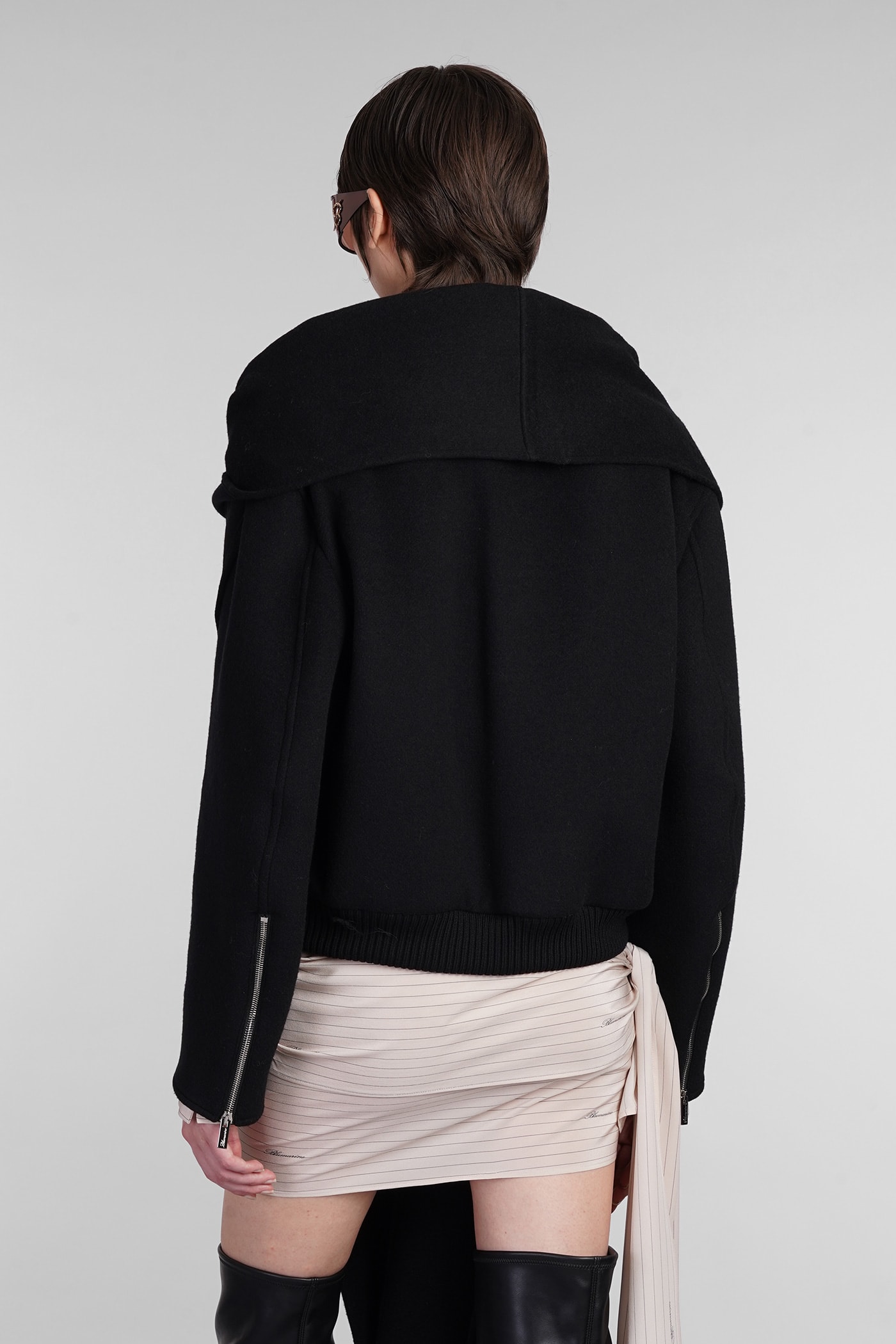 Shop Blumarine Bomber In Black Wool