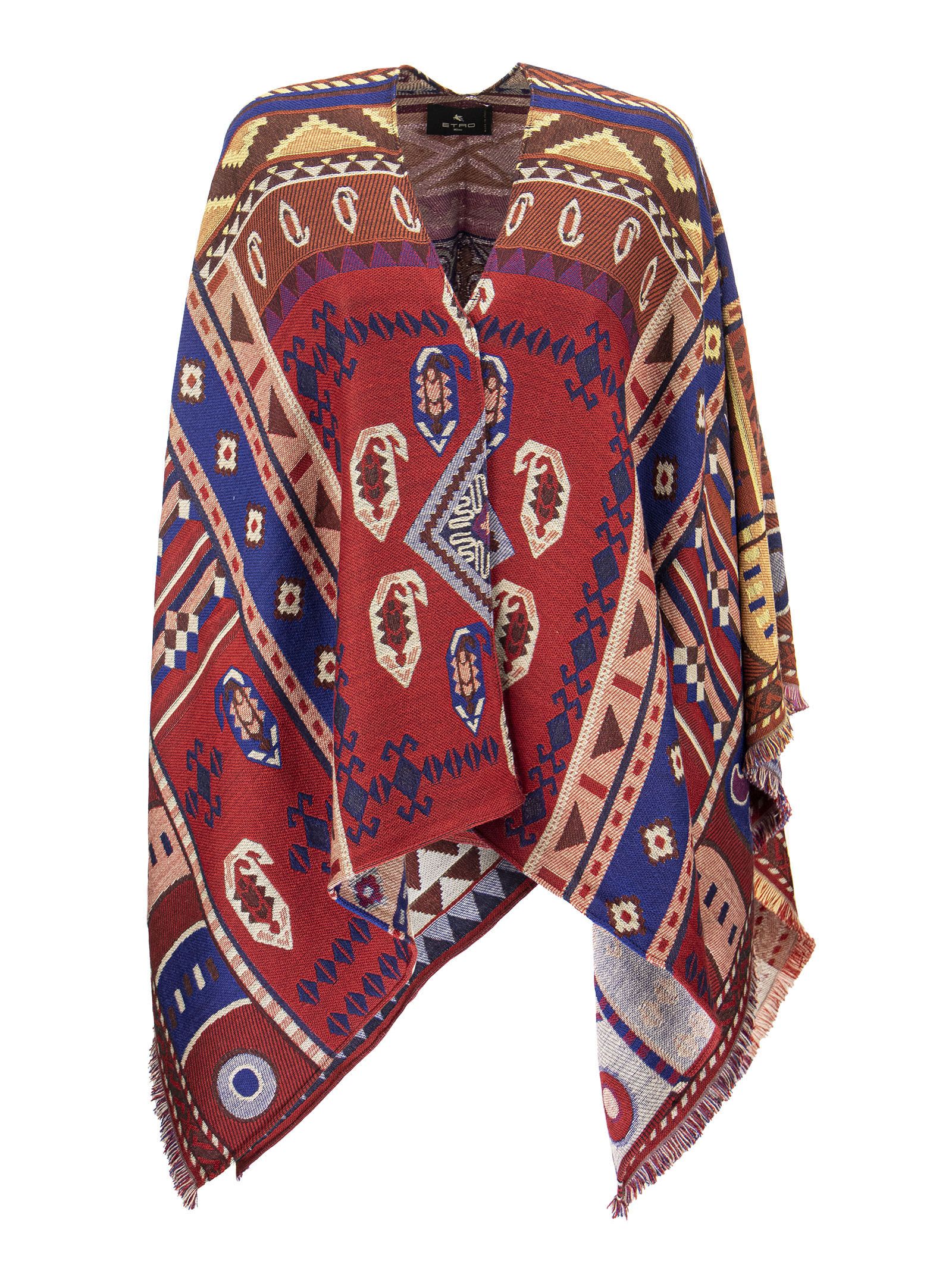 Etro Jacquard Cape With Paisley Pattern