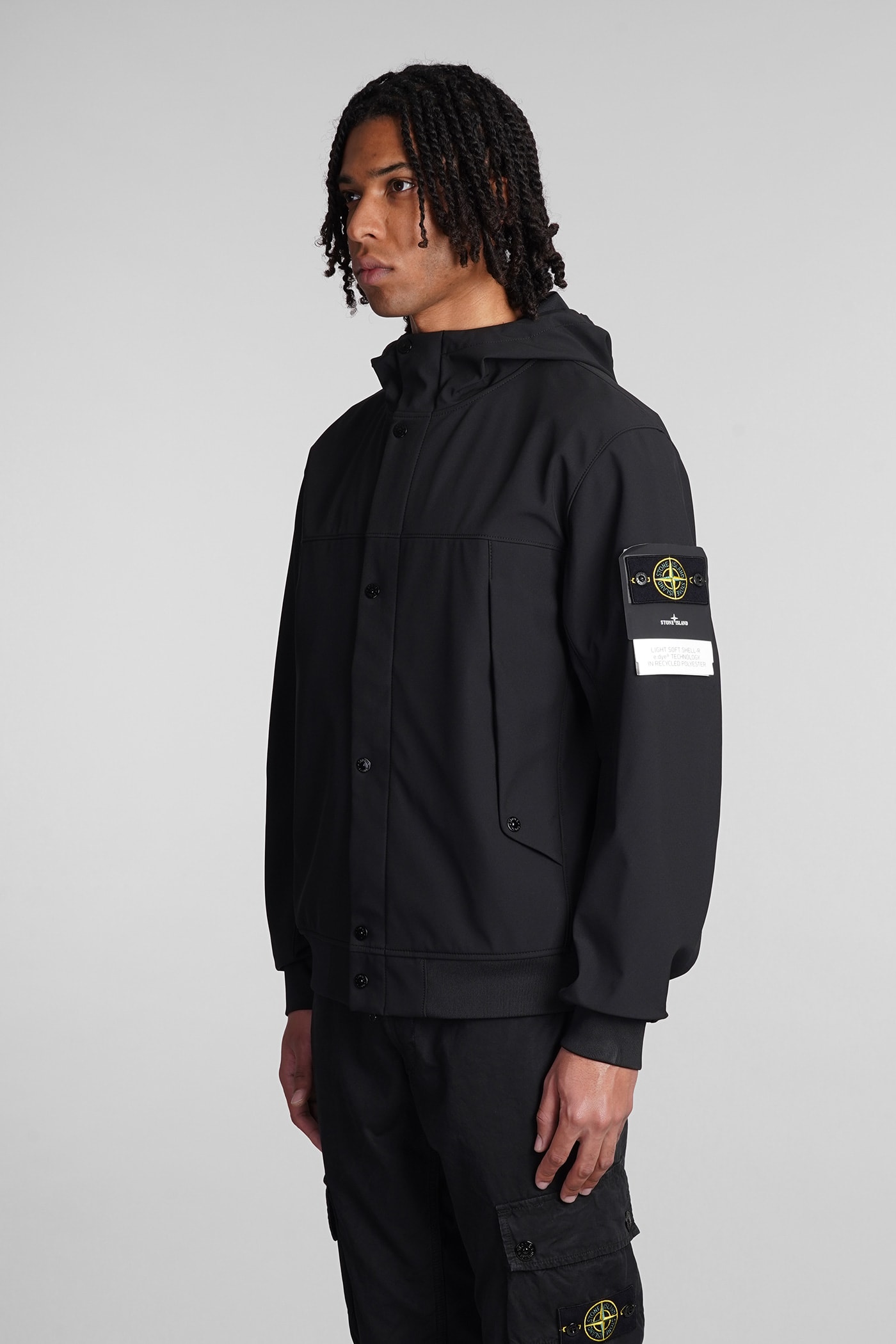 Shop Stone Island Casual Jacket In Black Polyester