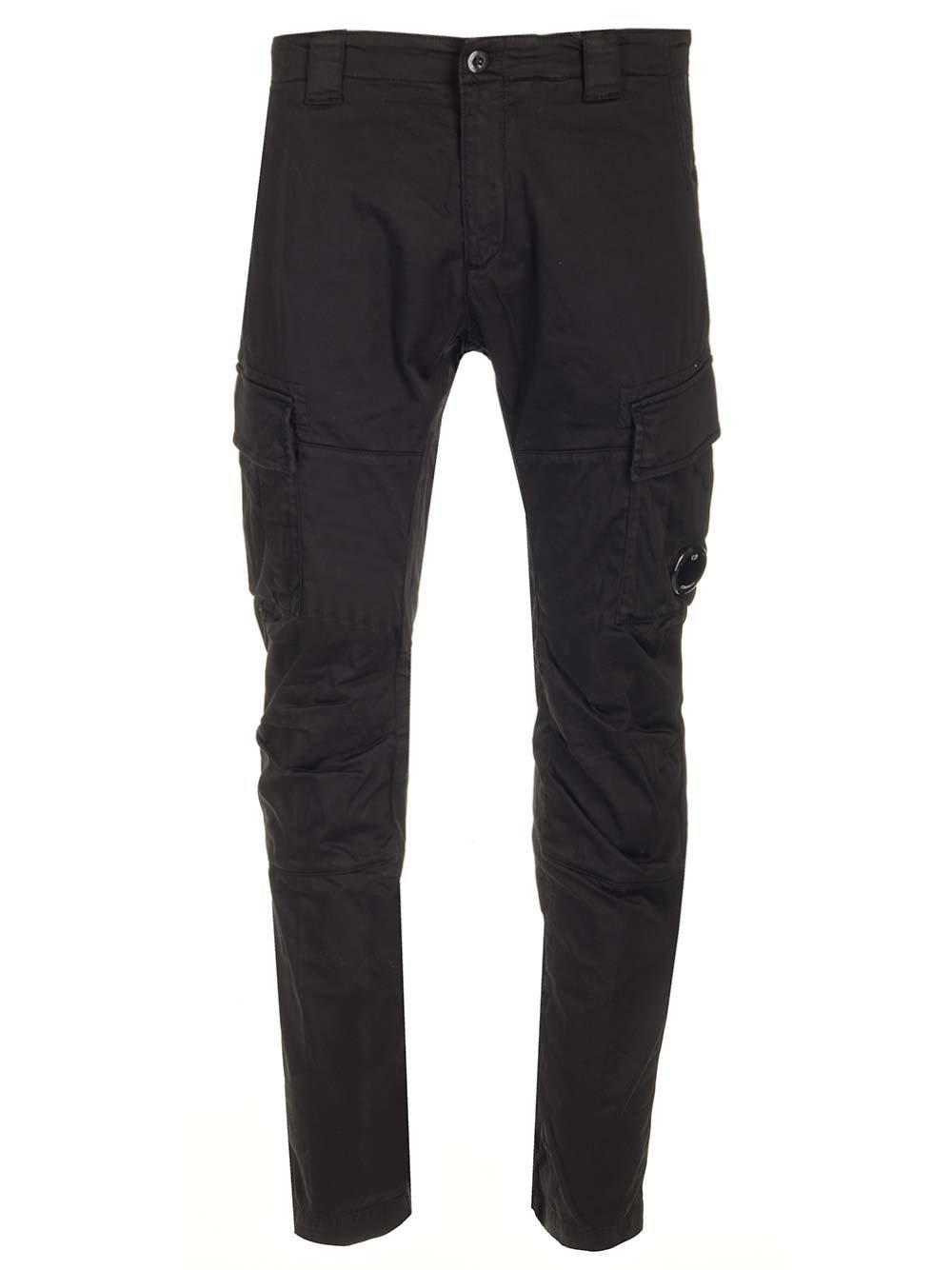 Shop C.p. Company Stretch Lens Cargo Pants In Black