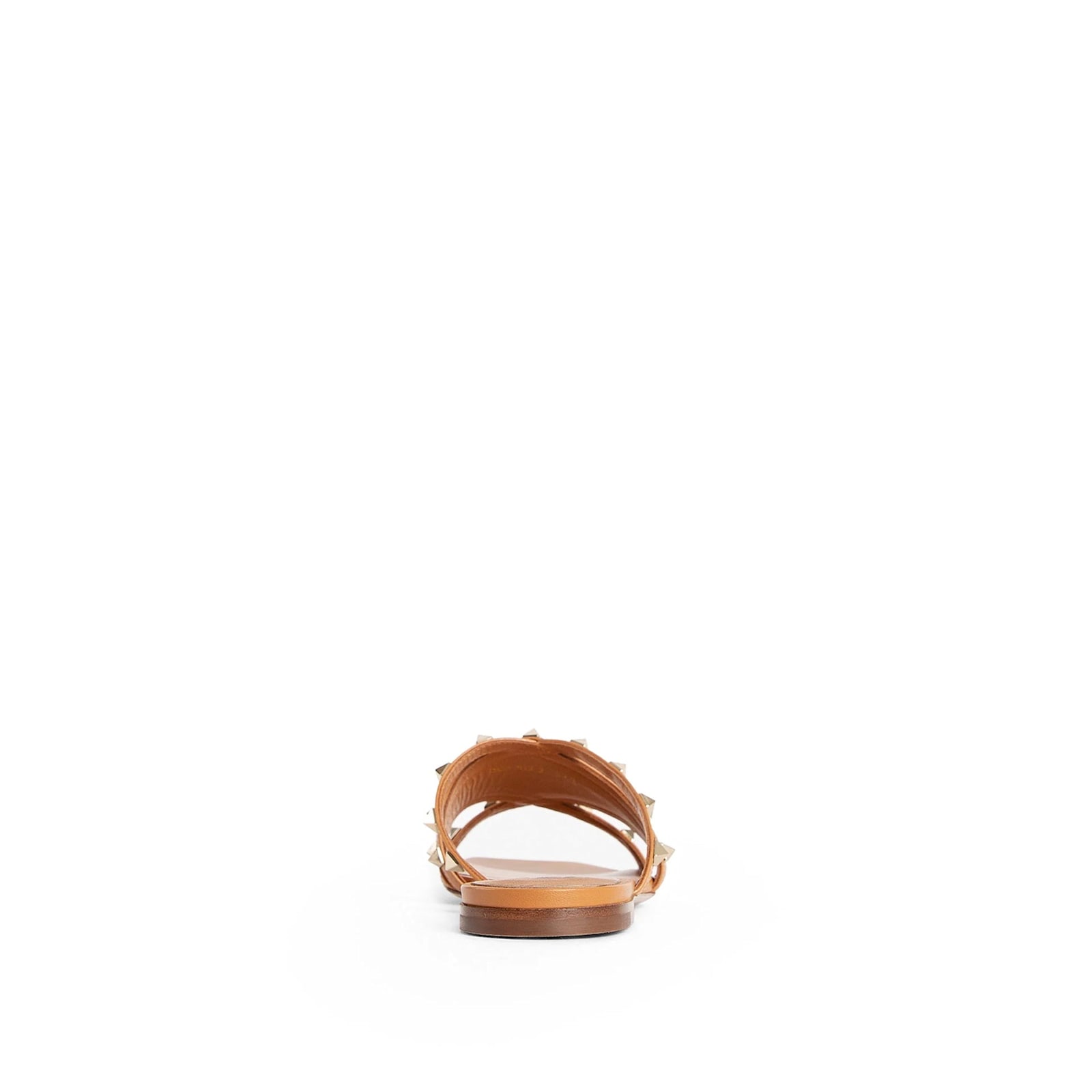 Valentino Garavani Rockstud Leather Flat Sandals In Brown