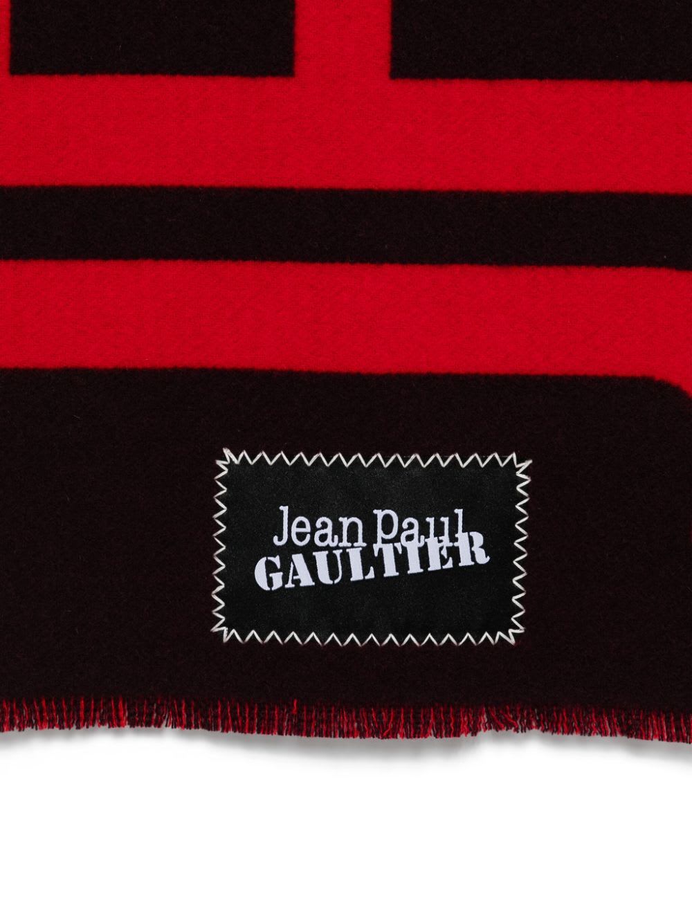 Shop Jean Paul Gaultier Wool Scarf With Logo In Burgundy Red