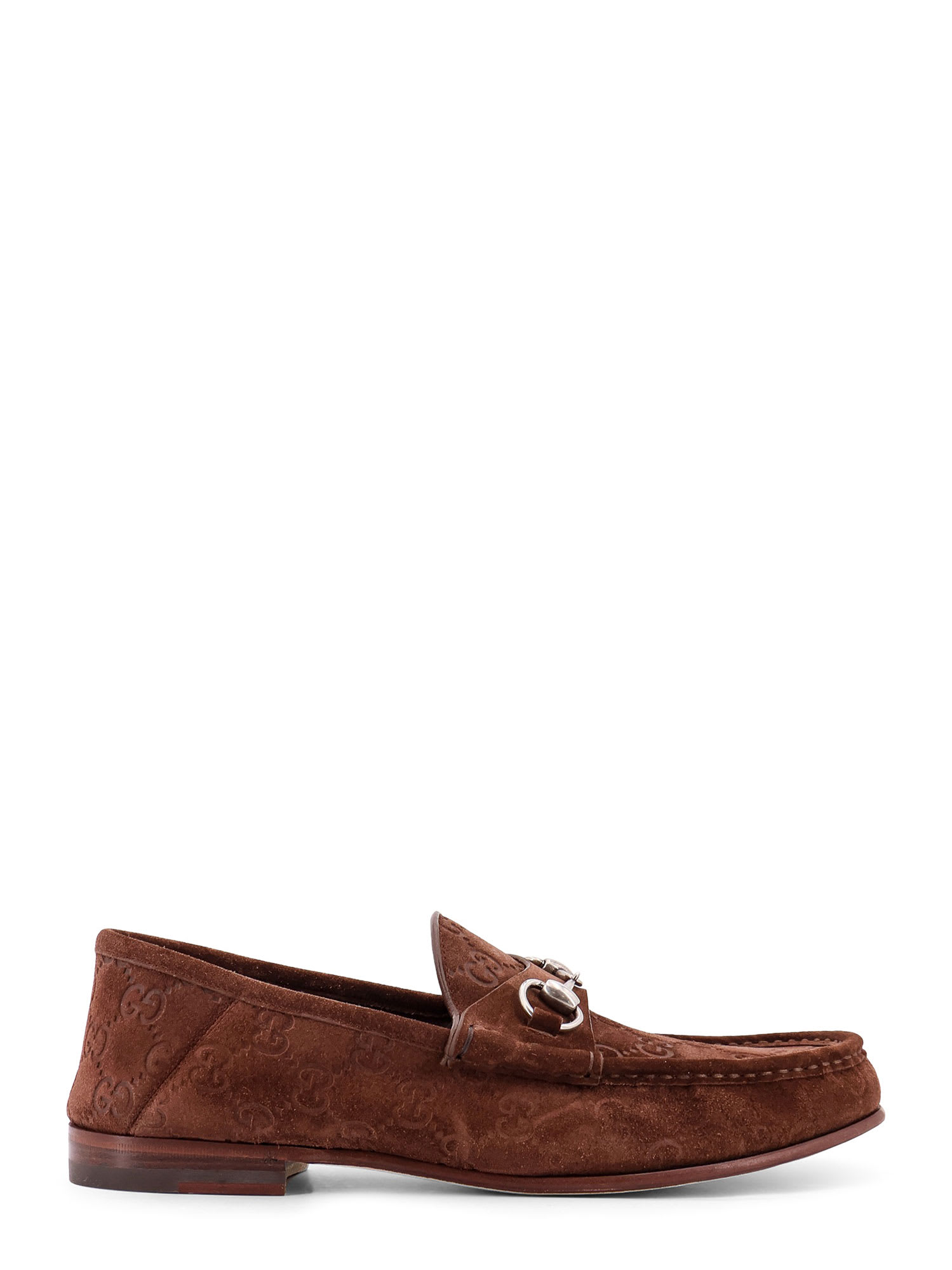 Gucci Suede Loafers With All-over Gg Motif And Iconic Horsebit