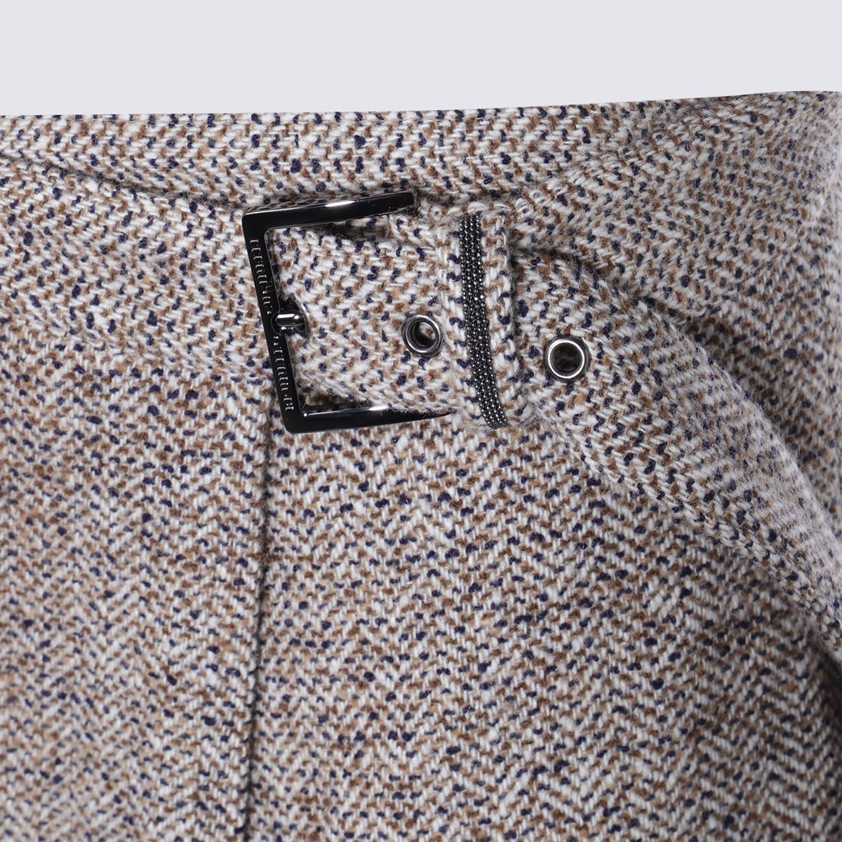 Brunello Cucinelli Grey Wool Midi Skirt In Gray