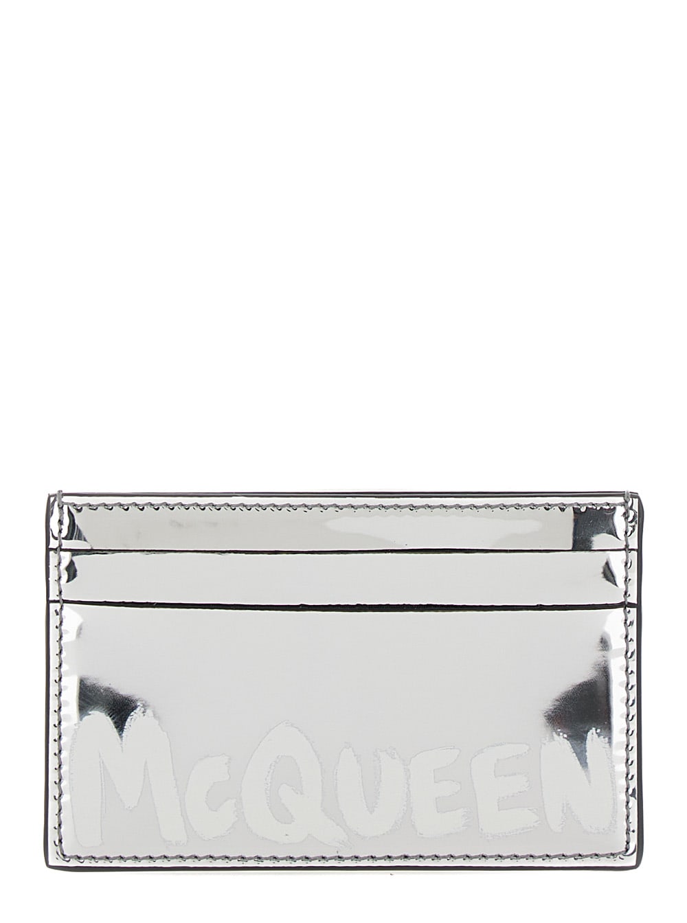 graffiti Mcqueen Silver Card-holder With Print In Laminated Leather Man