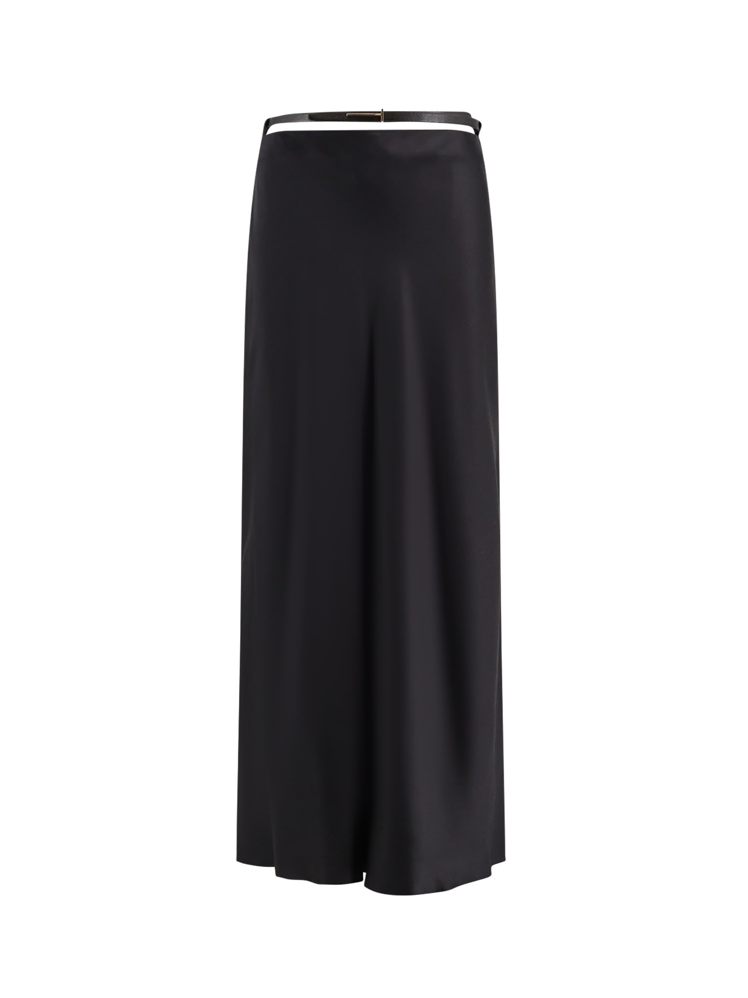 Tom Ford Silk Midi Skirt In Black