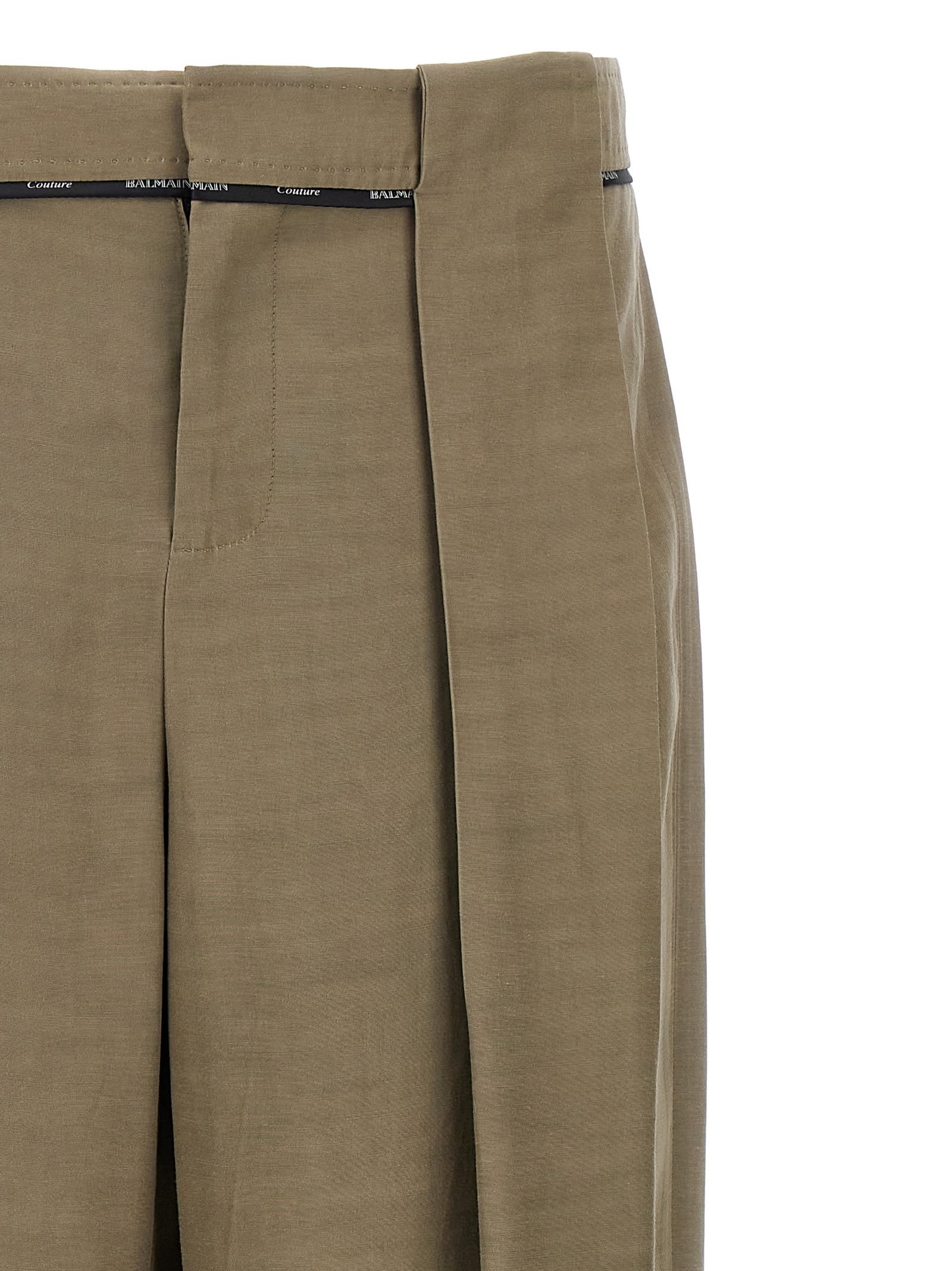 Balmain Cupro Trousers With High Waist And Wide Leg In Aj Taupe