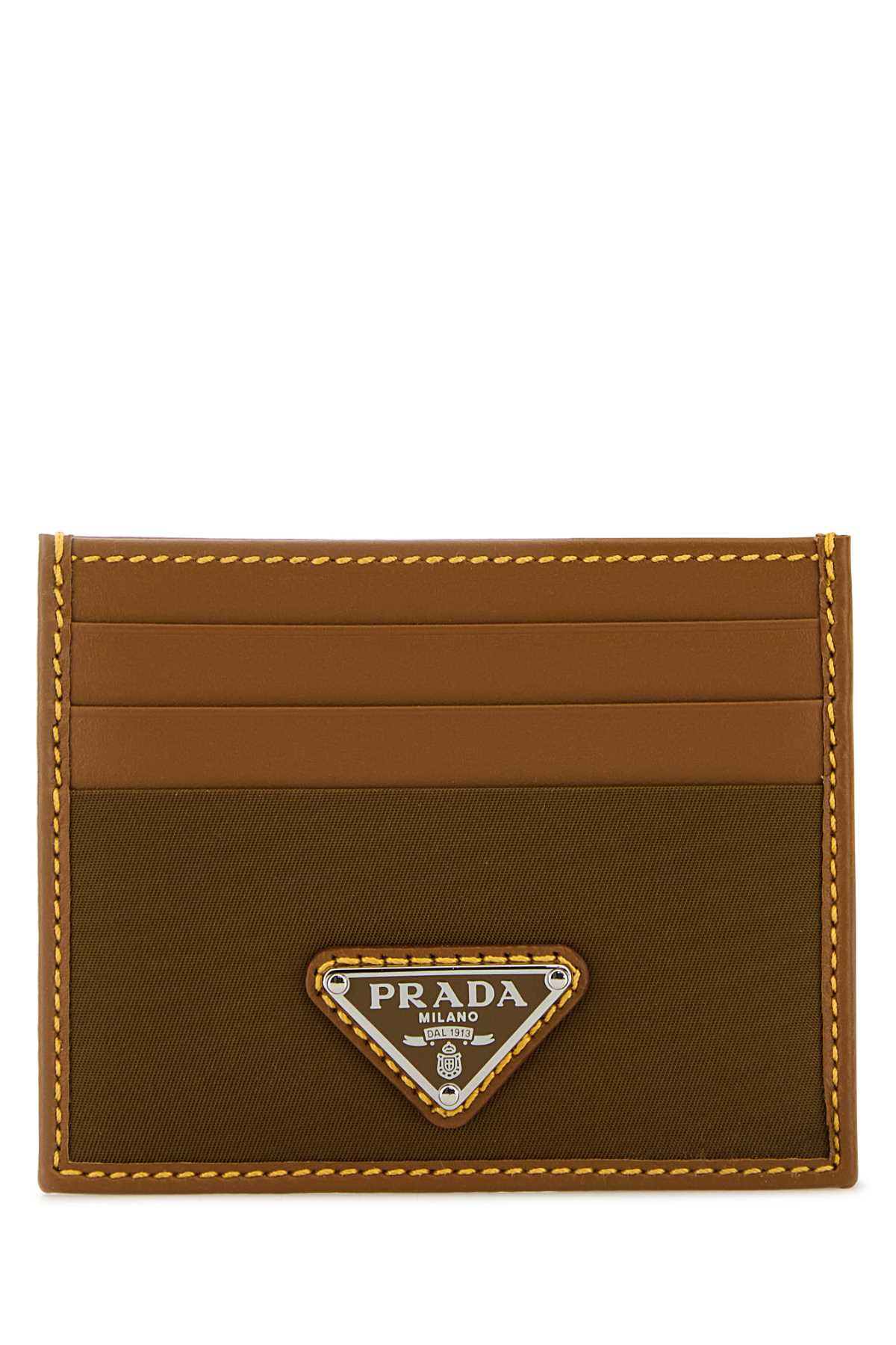 Two-tone Leather And Nylon Card Holder
