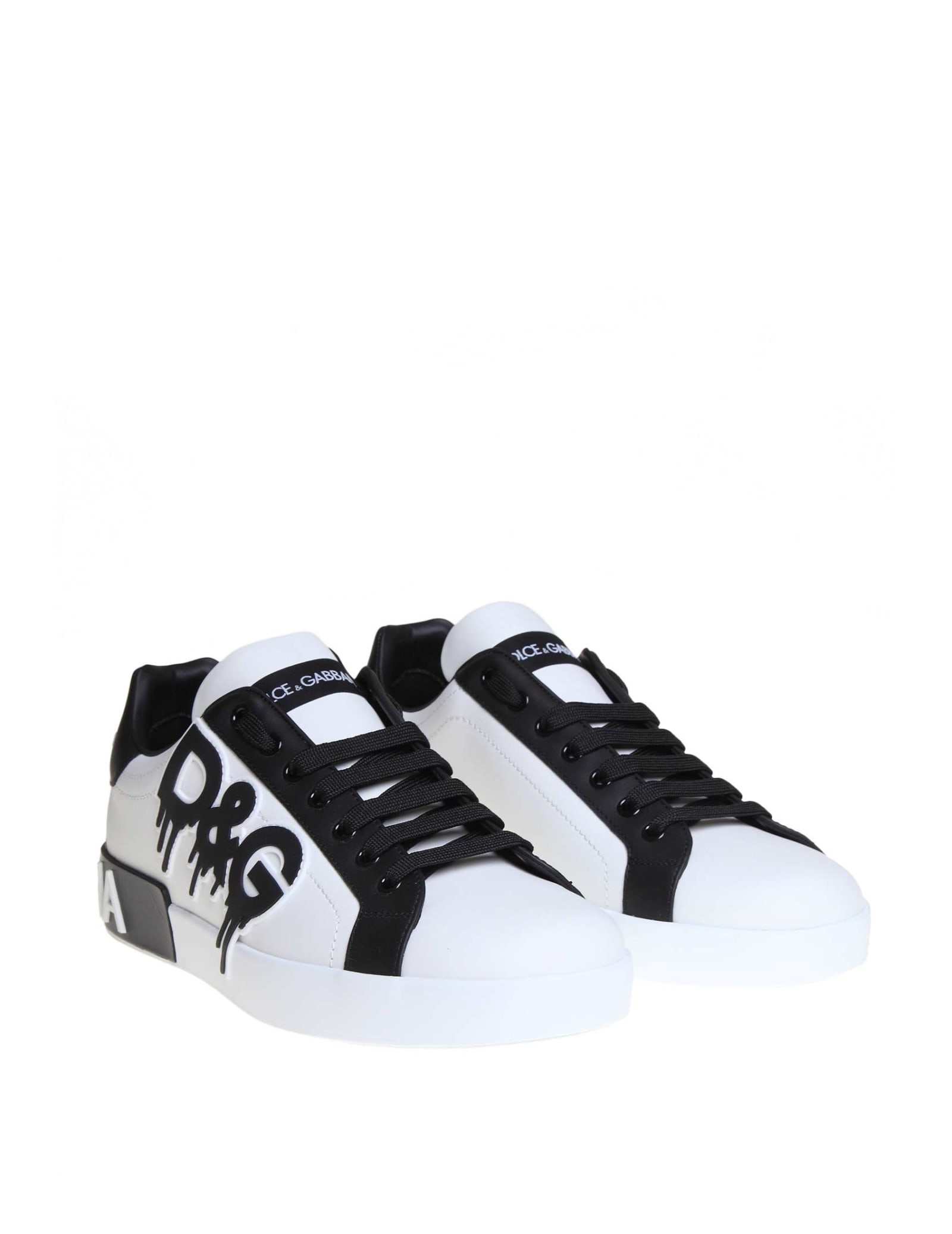 dolce gabbana black and white sneakers