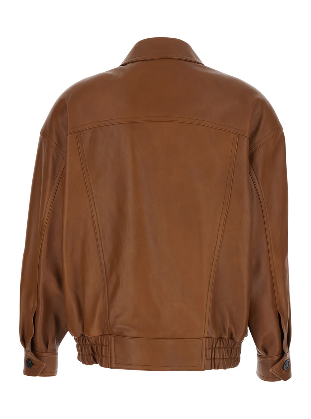 Saint Laurent Blouson Ample Poches A Larges Rabat Agneau Toucher In Brown