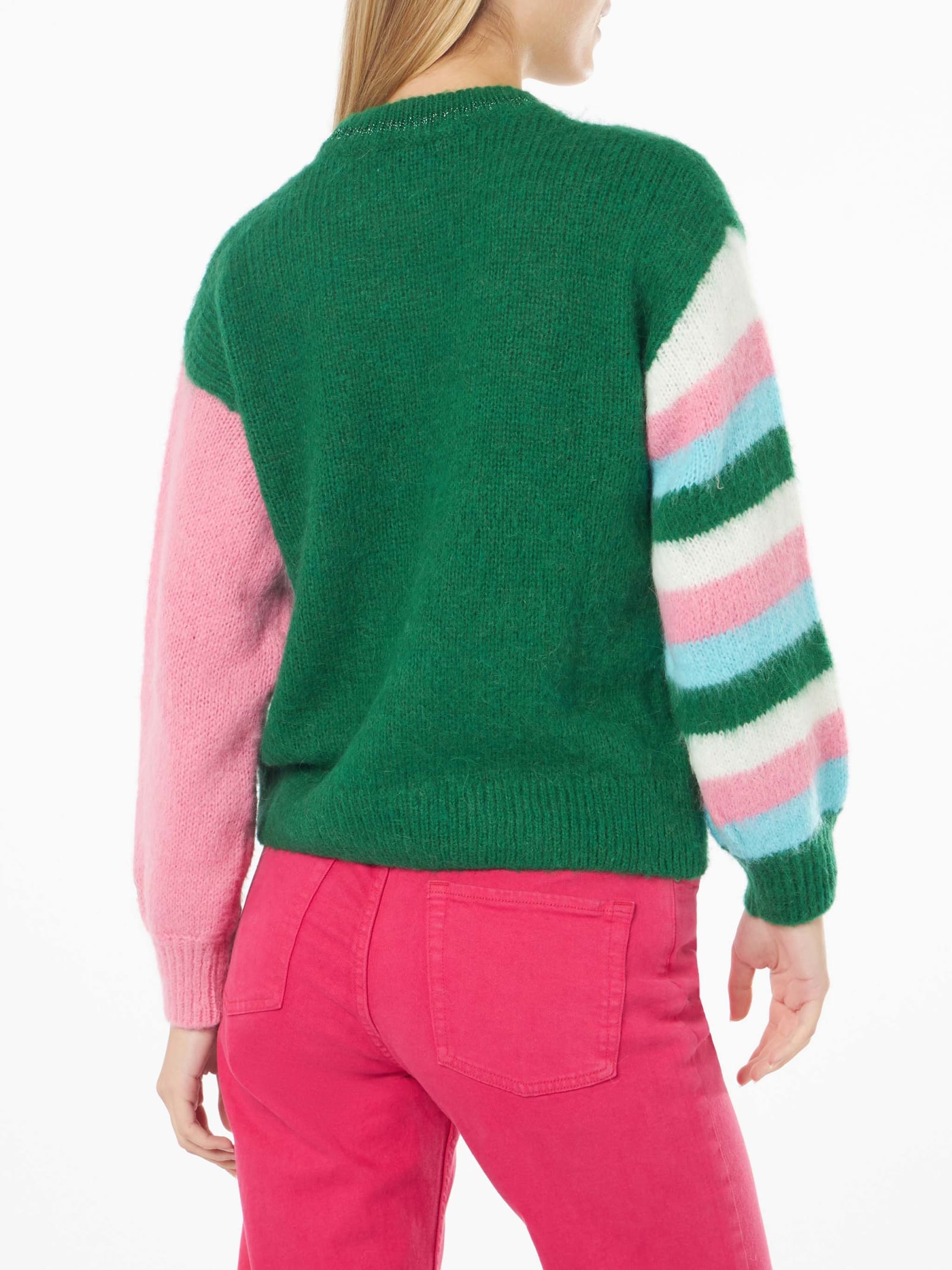 Mc2 Saint Barth Slogan-embroidered Patterned-jacquard Jumper In Green
