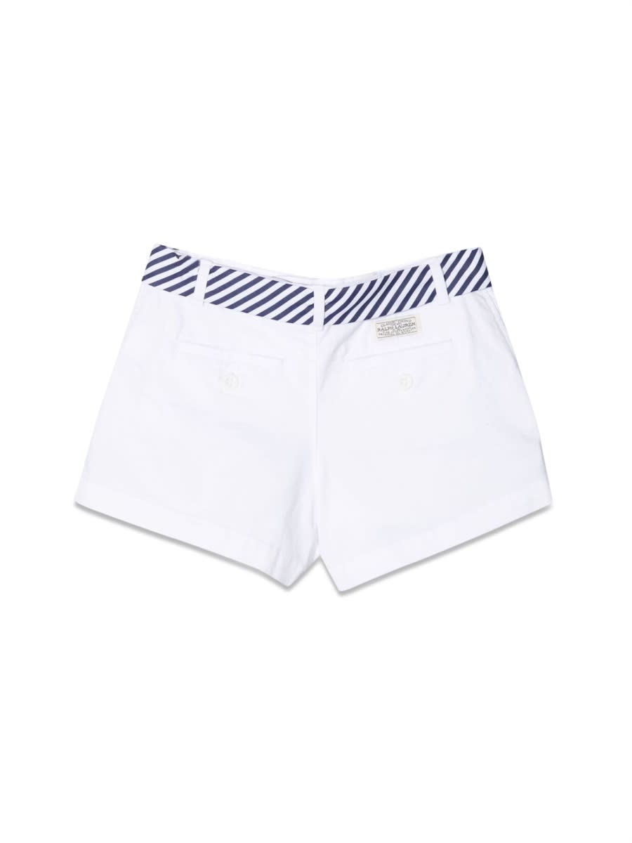 Polo Ralph Lauren Stripe-print Belted Cotton Shorts In White