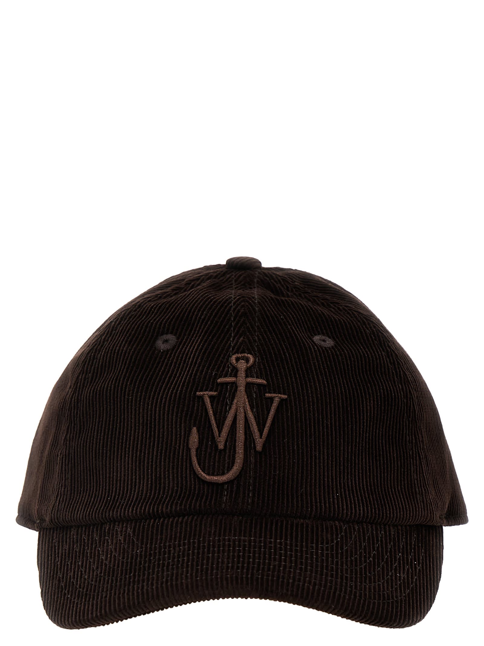 Shop Jw Anderson Logo Embroidery Velvet Cap In Dark