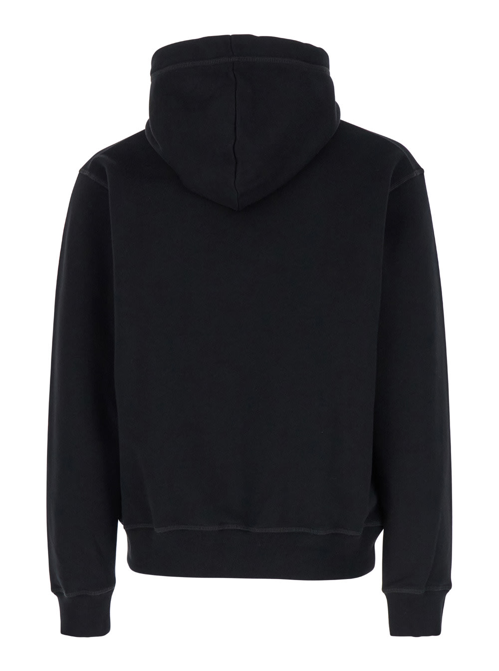 Shop Dsquared2 Black Hoodie With Logo Detail On The Front In Cotton Man