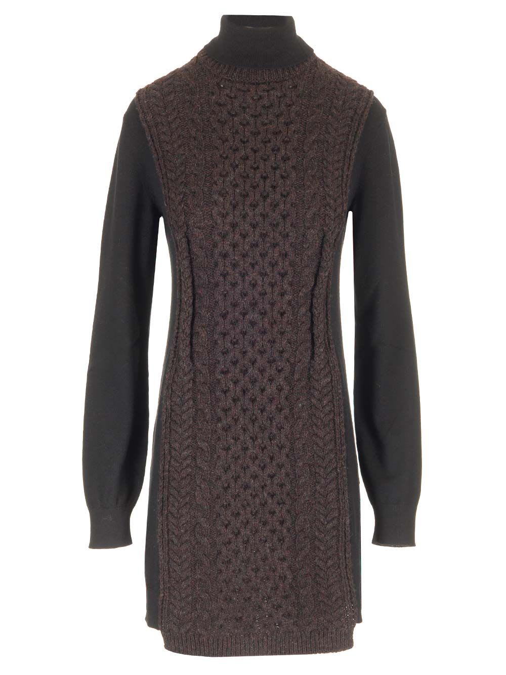 Shop Fendi Fitted Wool Dress In Violet