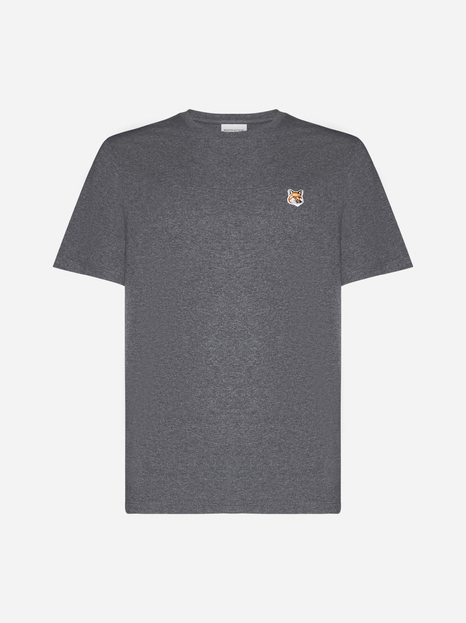 Shop Maison Kitsuné Fox Head Patch Cotton T-shirt In Grey