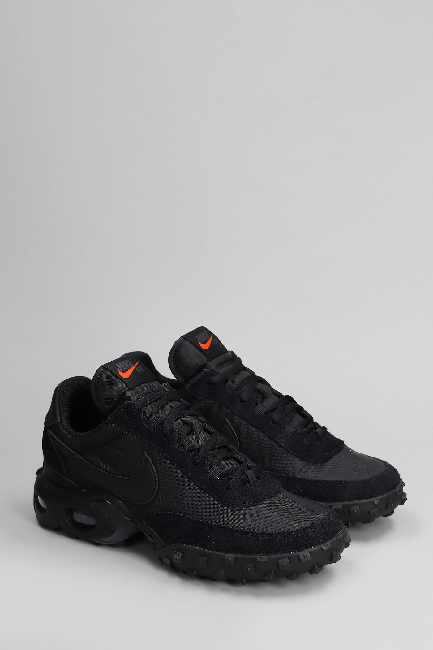 Nike Air Max Waffle Sneakers In Black Suede And Fabric In Black