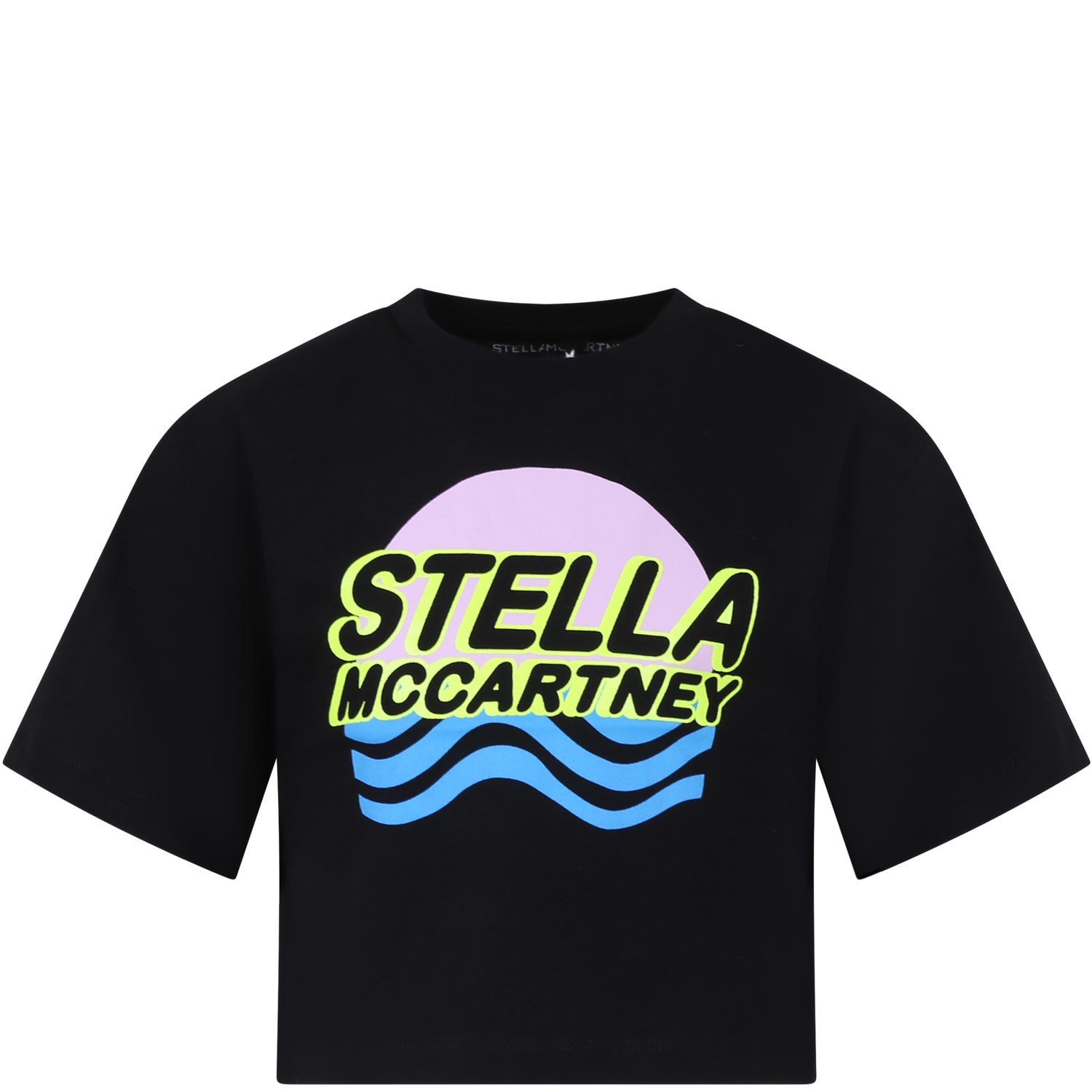 Stella Mccartney Kids' Black T-shirt For Girl With Logo