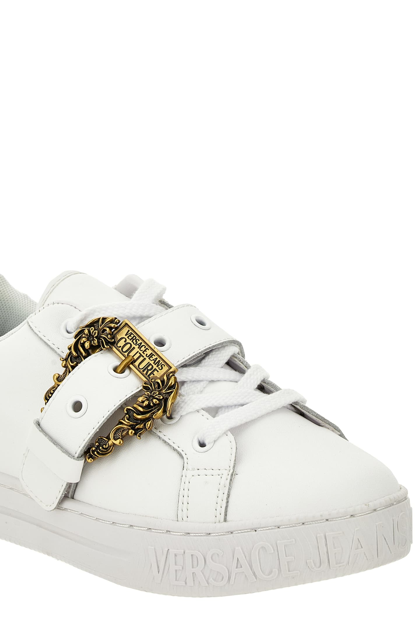 Versace Jeans Couture Buckle-detail Sneakers In White