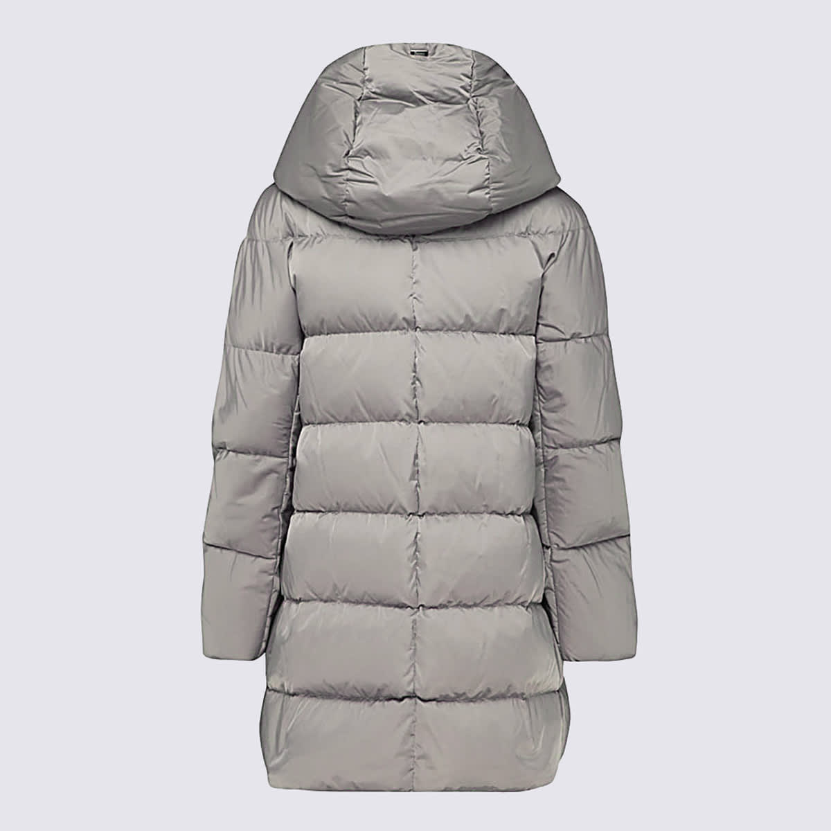 Herno Long Quilted Down Jacket Hood In Gray