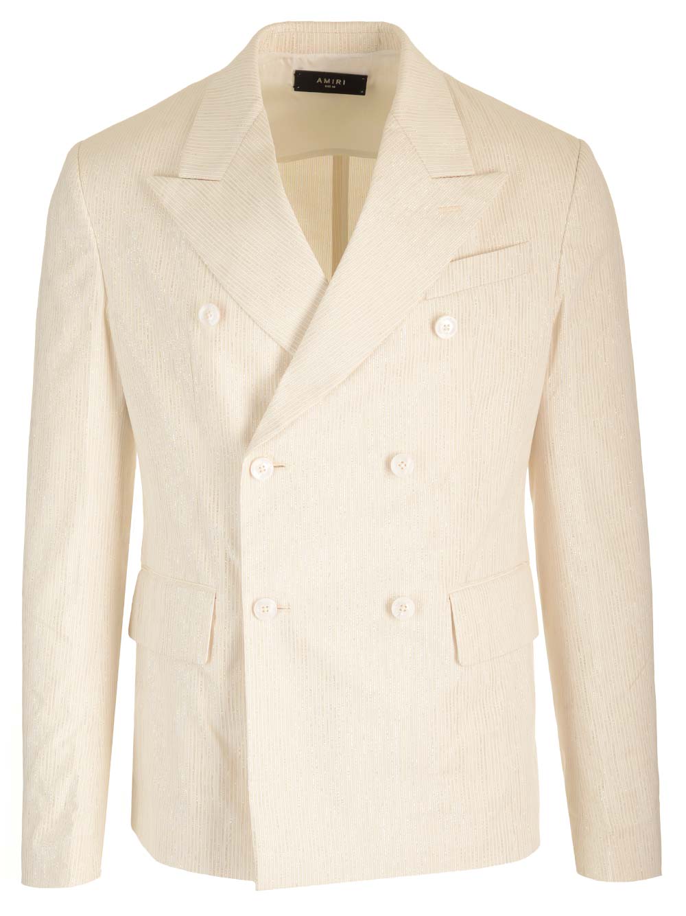 Shop Amiri Double-breasted Blazer In Beige