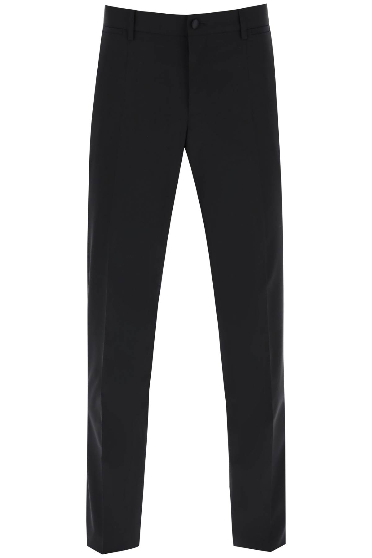 Dolce & Gabbana Stretch Wool Tuxedo Trousers In Black