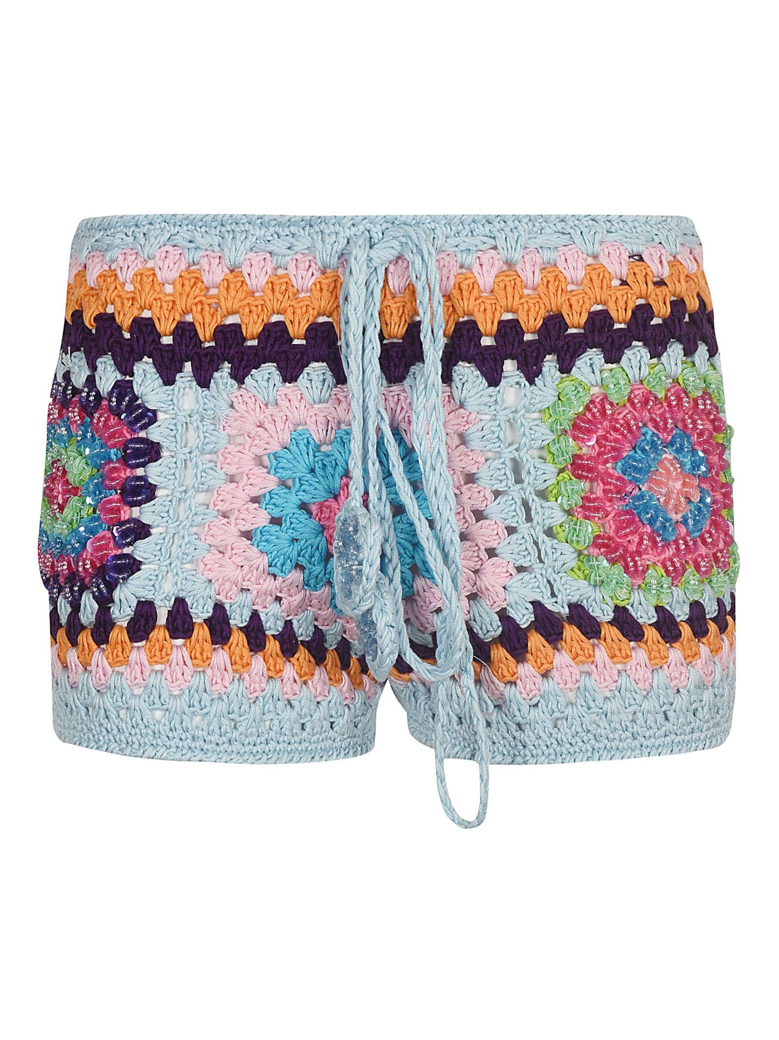 Matimì Drawstring Waist Floral Embroidered Woven Shorts