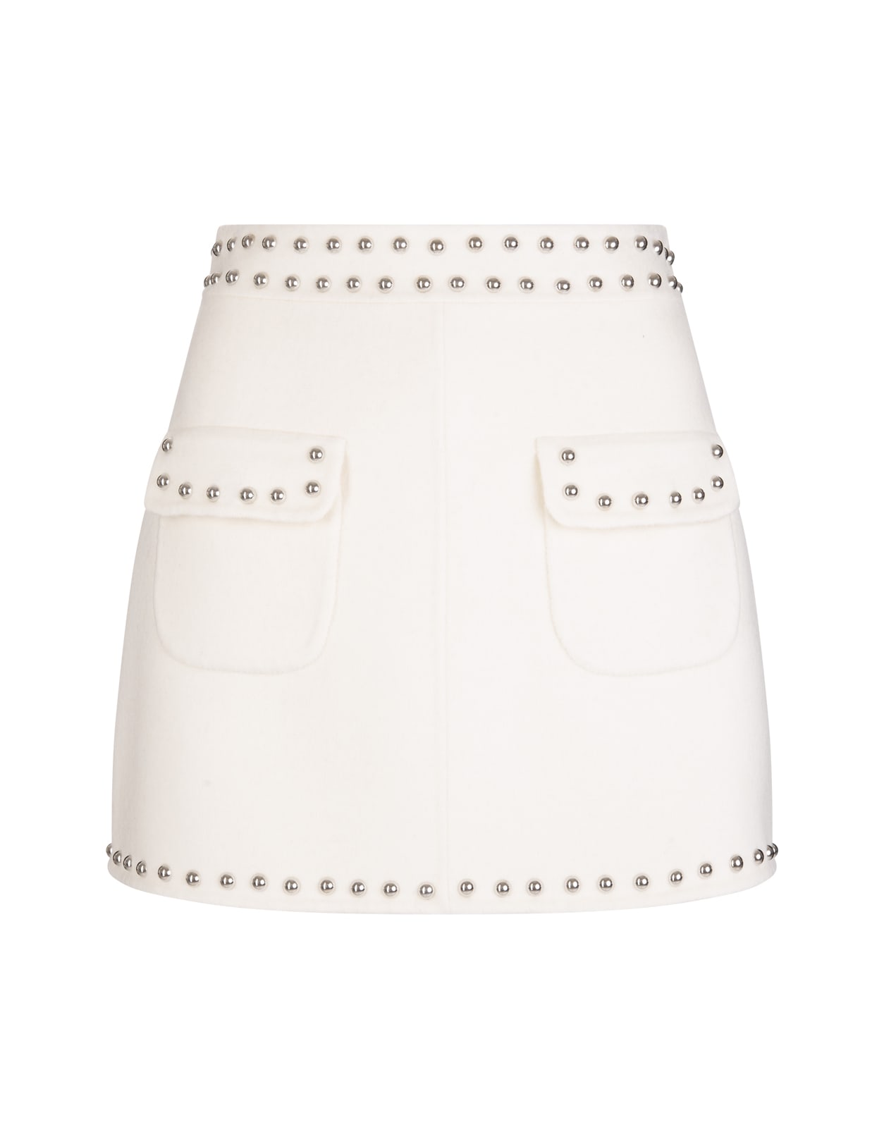 Parosh White Leak Mini Skirt With Studs