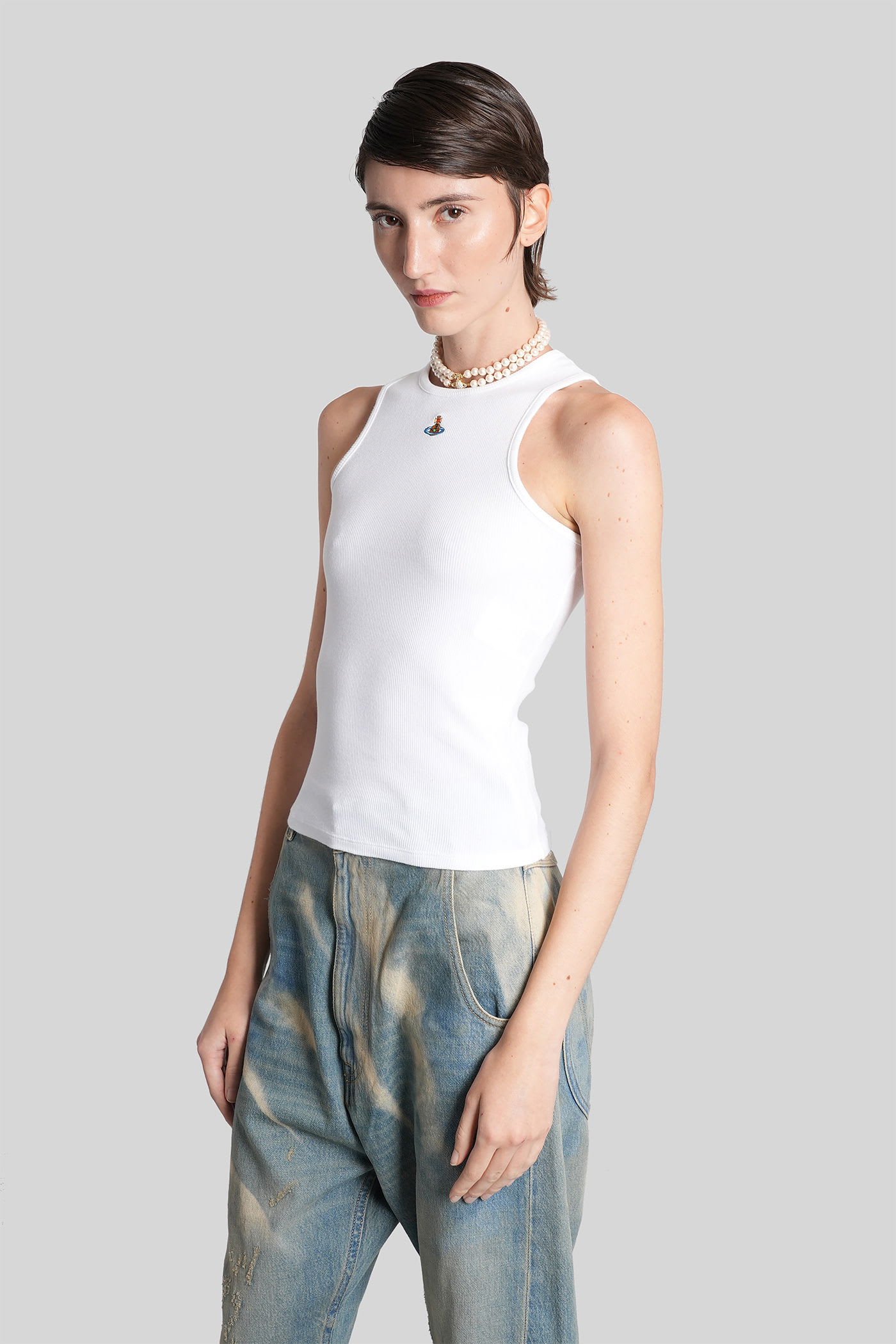 Vivienne Westwood Tank Top In White Cotton In White