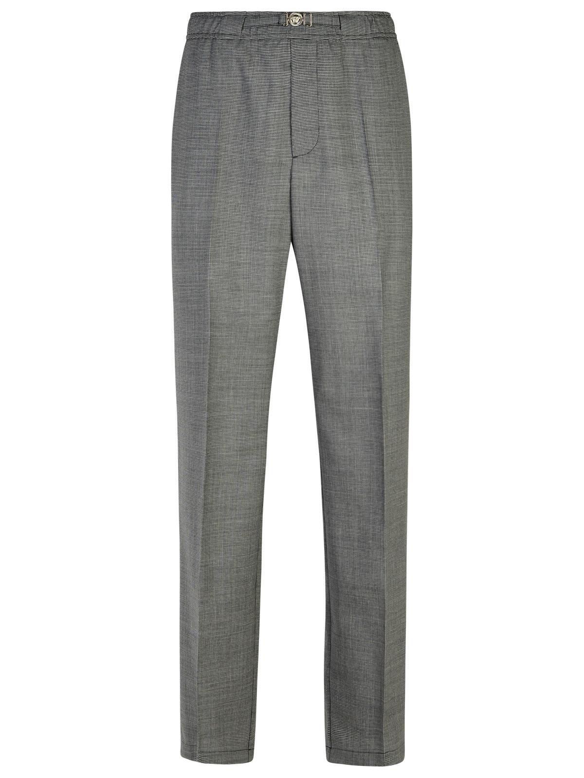 Shop Versace Grey Virgin Wool Trousers