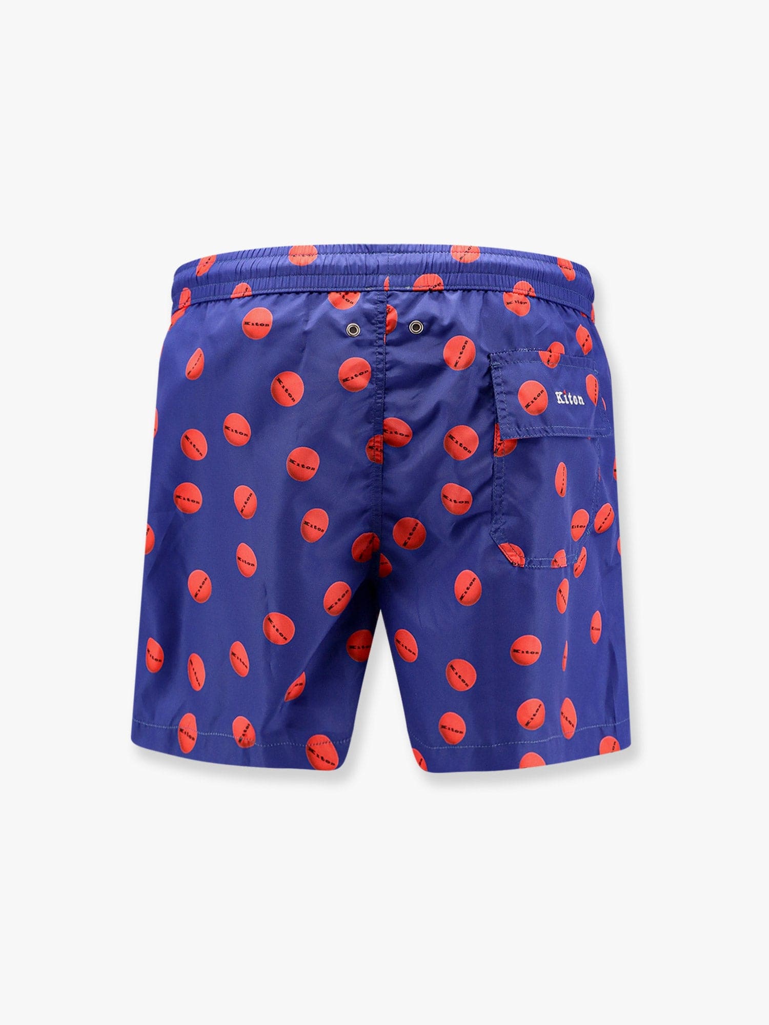 Kiton Nylon Swim Trunk With All-over Print In Blue