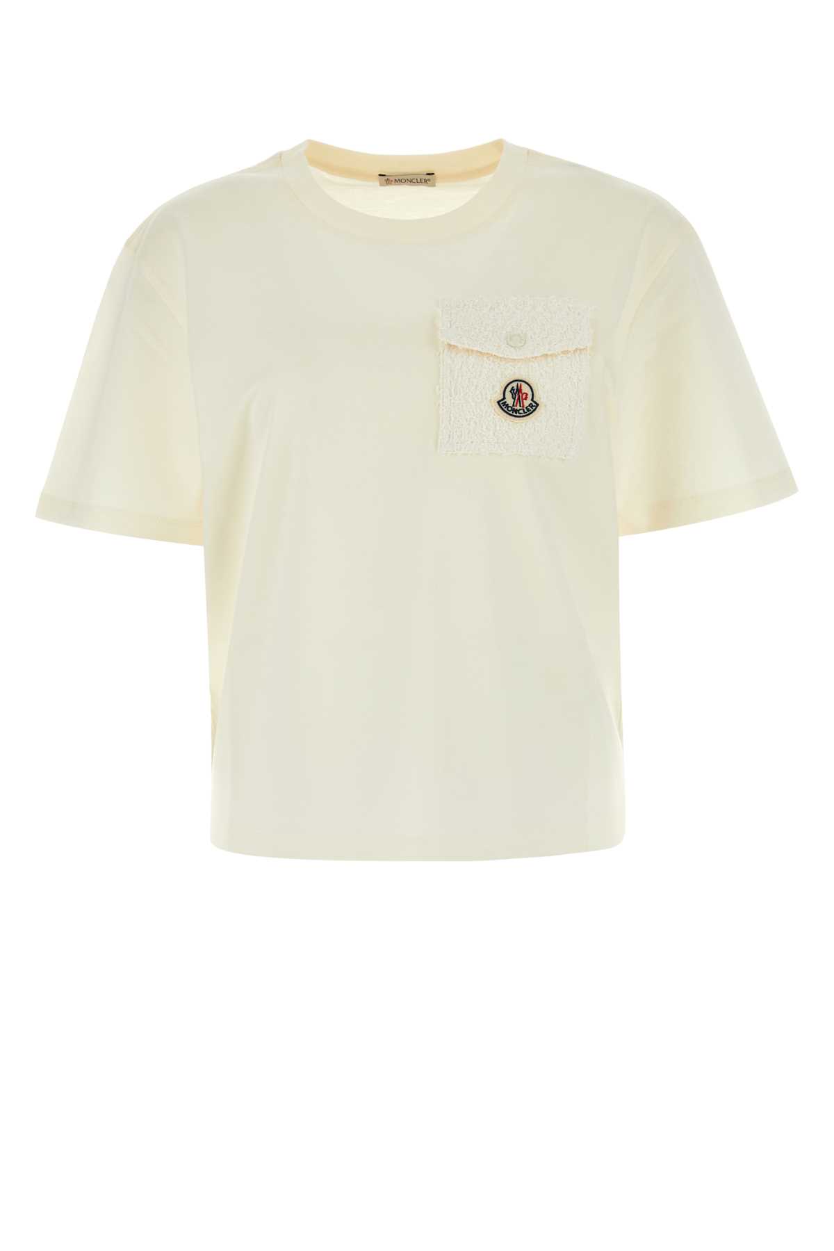 Shop Moncler Ivory Cotton T-shirt In 034