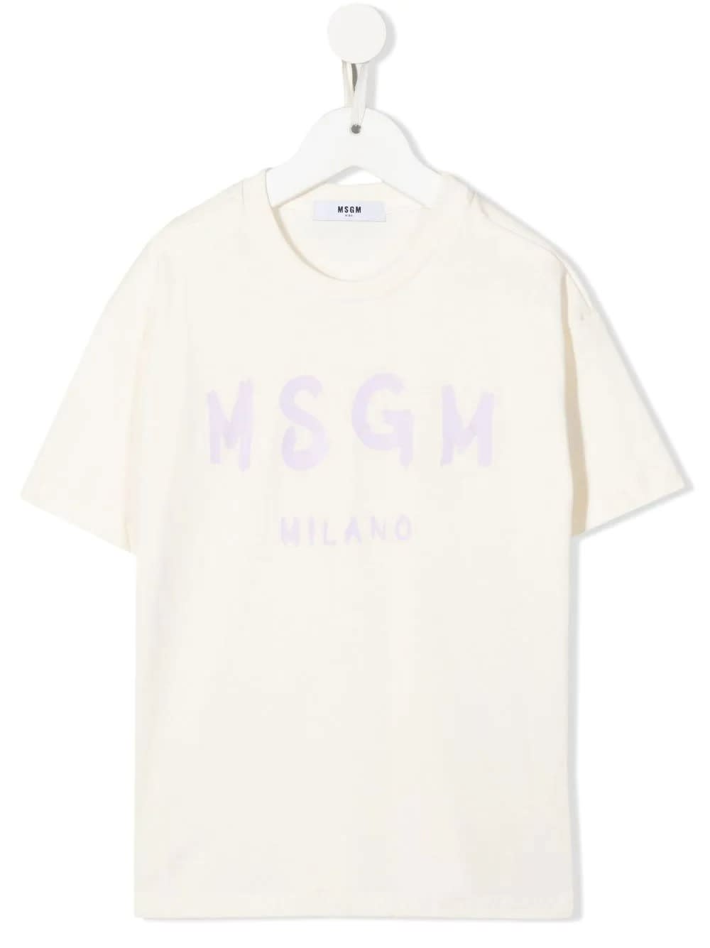 MSGM Kids Cream T-shirt With brushed Logo
