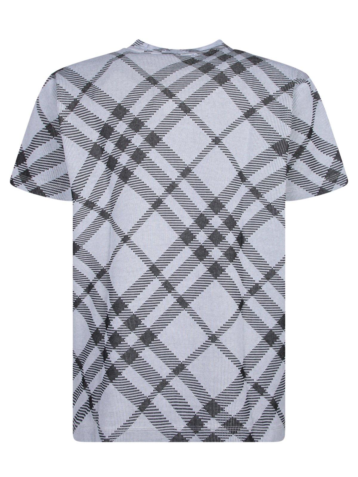 Shop Burberry Check Printed Crewneck T-shirt In Whiteblackipcheck