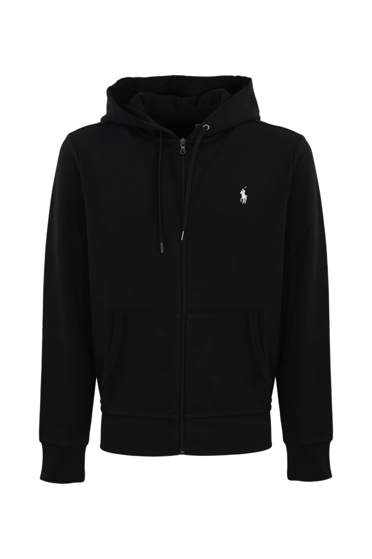 Shop Polo Ralph Lauren Zipped Sweatshirt With Cotton Logo In Black