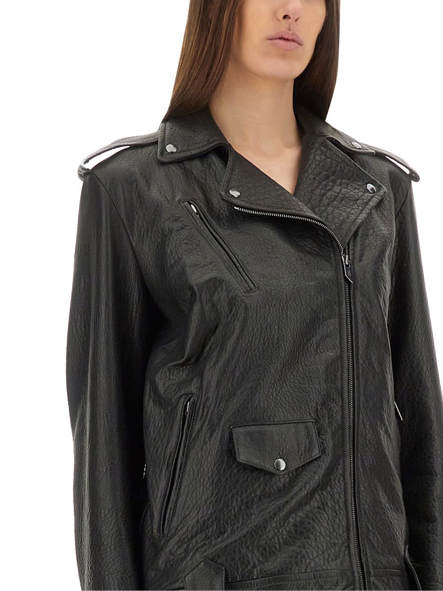 Salvatore Santoro Classic Biker Jacket With Zip Closure In Black